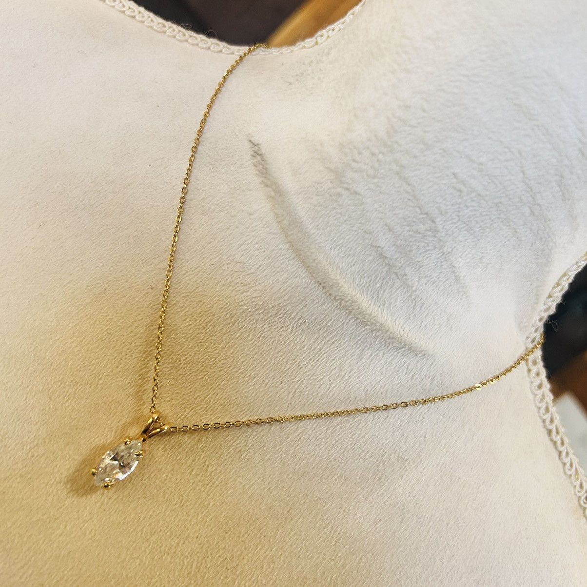 Vintage Vintage 80s faceted marquis prong set stone necklace Size ONE SIZE - 2 Thumbnail