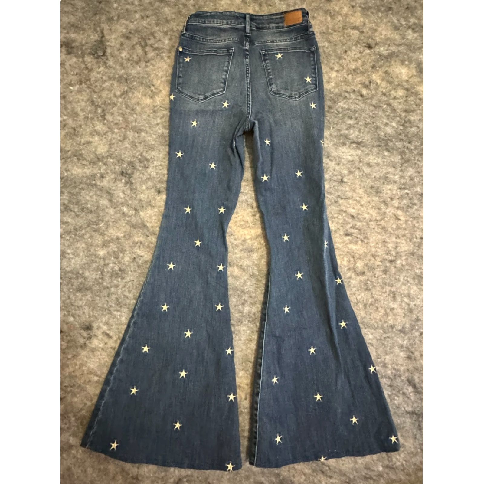 Vintage Judy Blue Women's Ultra High Rise Stars Jeans Flared 3/26 Denim Blue 5-Pocket Gunmetal Logo Belt Loops Regular Stretch Vintage: No Size 26" / US 2 / IT 38 - 4 Thumbnail