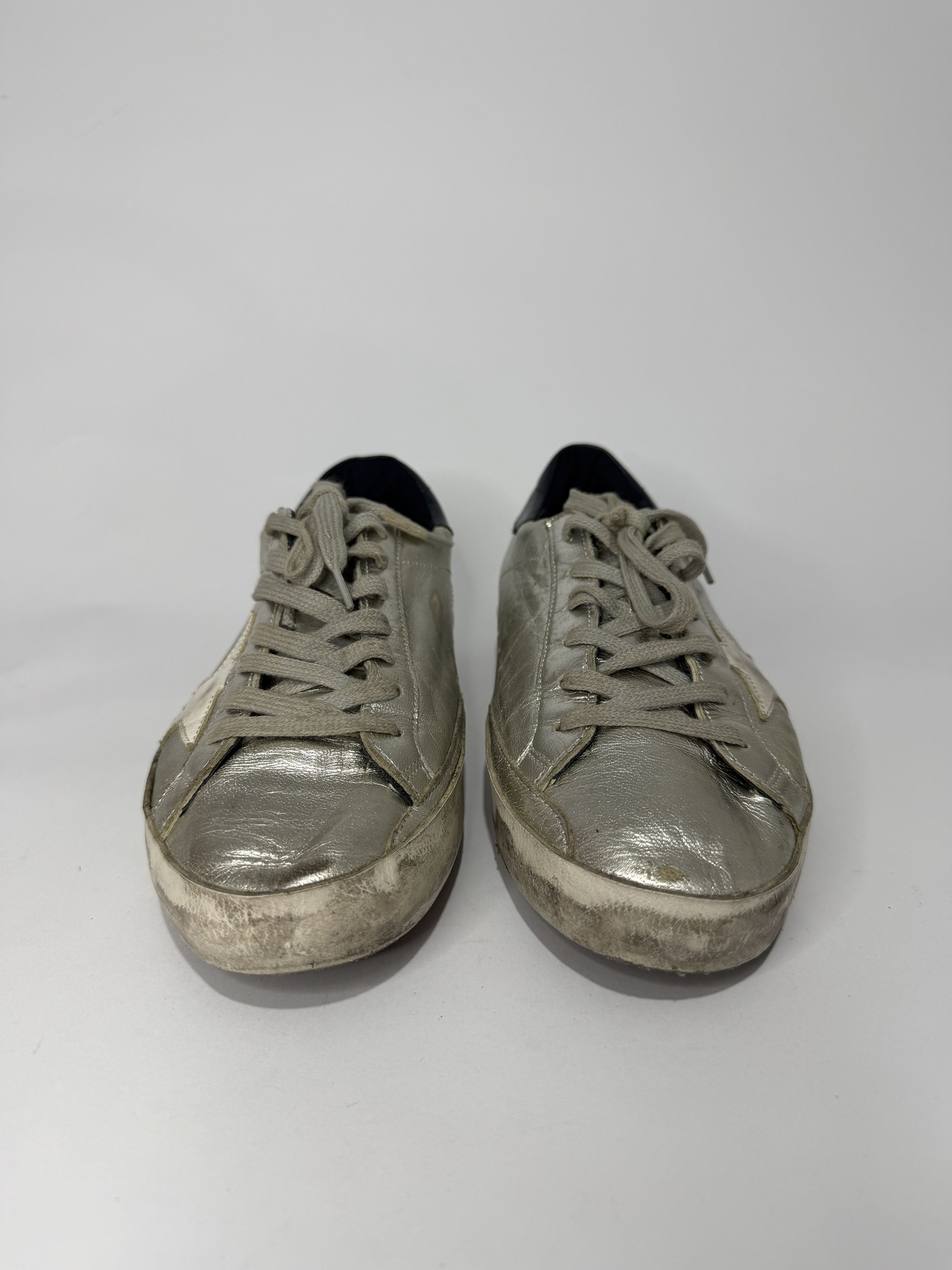 Golden Goose Golden Goose Metallic Silver Leather Superstar Sneakers Size US 7.5 / EU 40-41 - 3 Thumbnail