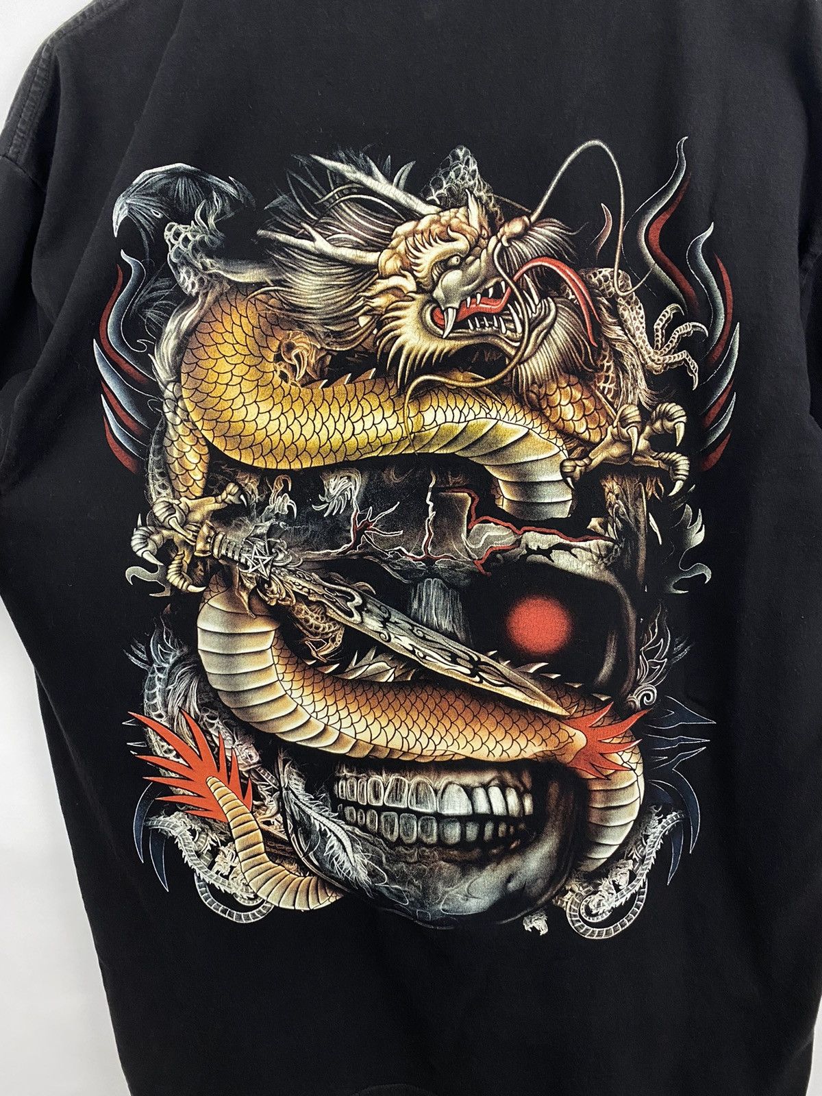 4GSELLER 💀 Vintage Y2K Skull Death Dragon Japan Style T-Shirt Rare Size US XL / EU 56 / 4 - 9 Thumbnail