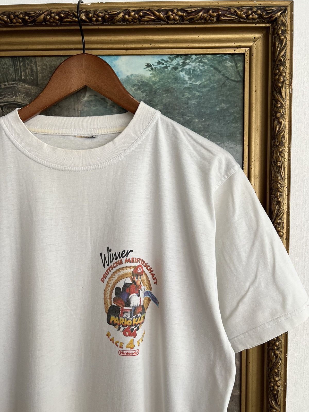 Nintendo Vintage 90s Mario Kart Nintendo 64 Video Game White T-shirt Size US L / EU 52-54 / 3 - 11 Thumbnail
