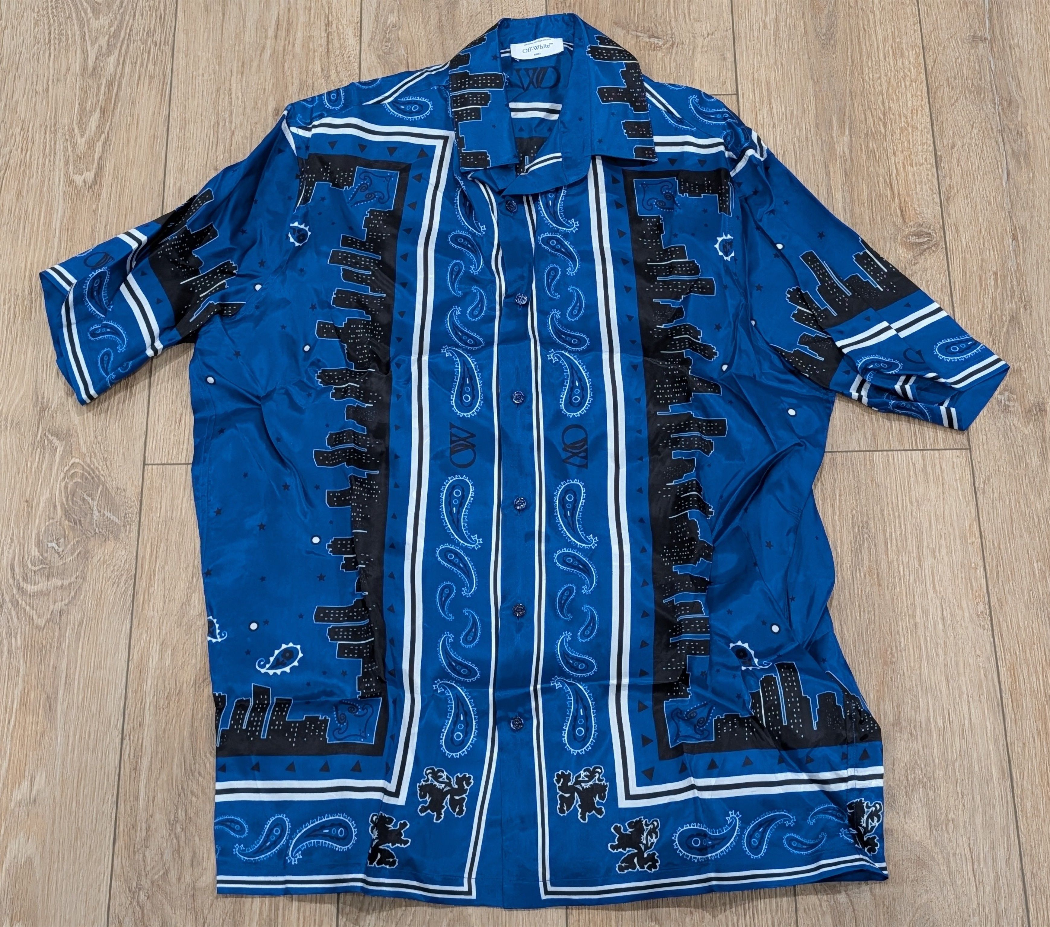 Off-White Off-White Bandana Satin Button Up Shirt Blue/Multi Medium Size US M / EU 48-50 / 2 - 1 Thumbnail