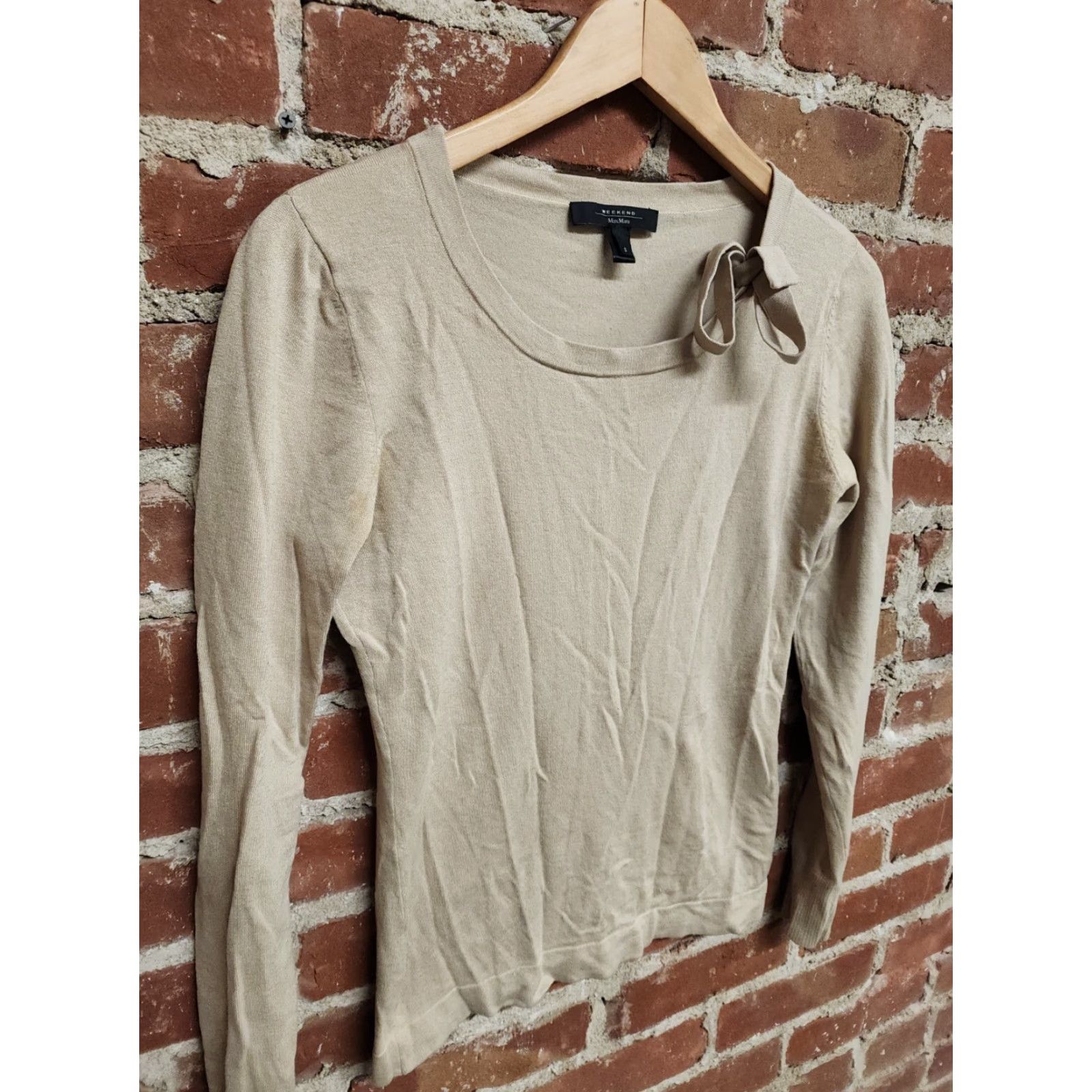 Vintage Weekend Max Mara Womens Beige Long Sleeve Small Top Size S / US 4 / IT 40 - 4 Thumbnail