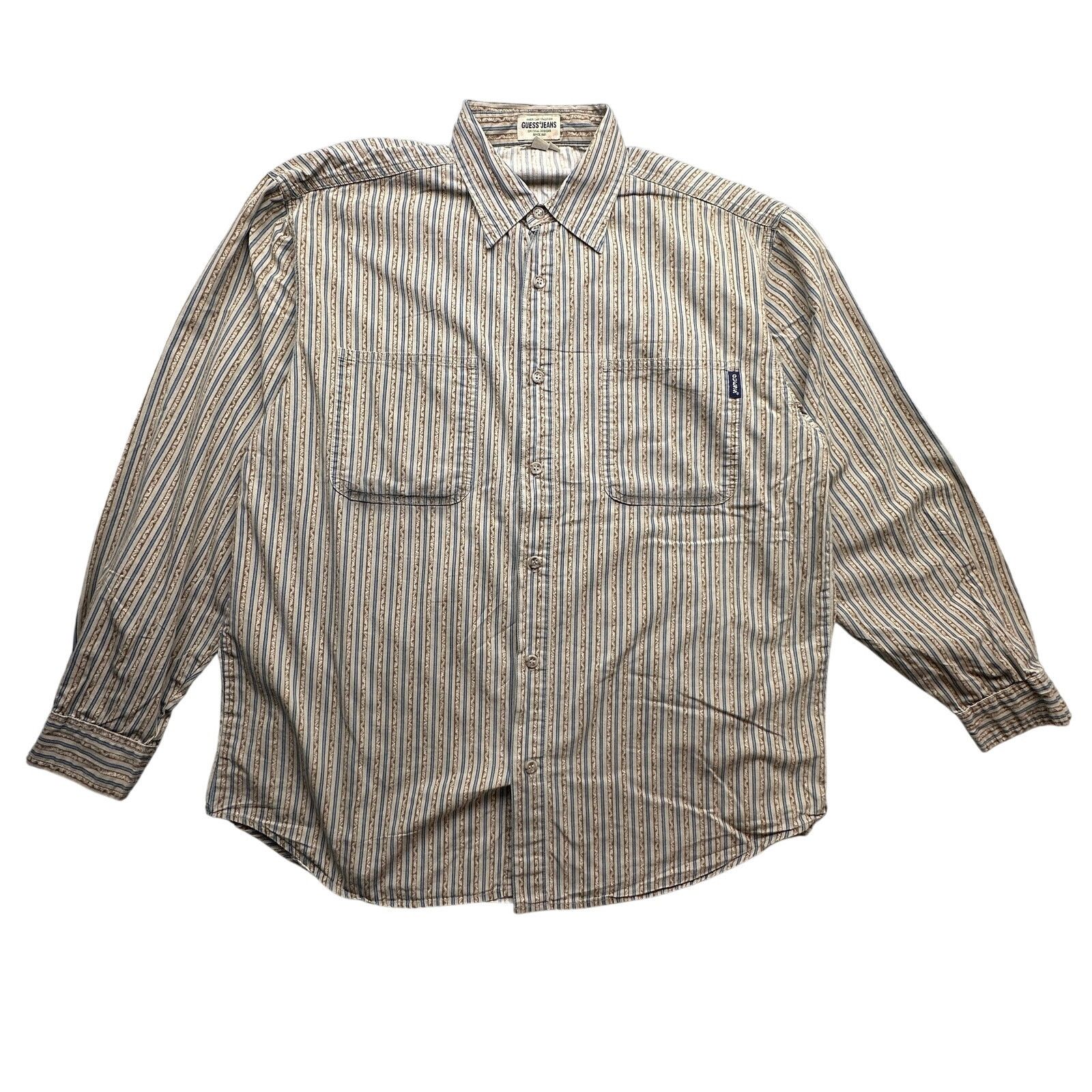 Guess Vintage Guess Striped Button Long Sleeve Shirt Large Blue Size US L / EU 52-54 / 3 - 1 Thumbnail