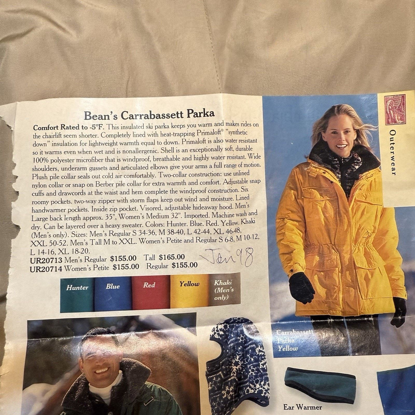 L.L. Bean Vtg LL Bean Jacket Men’s Large Tall Yellow Puffer Parka Size US L / EU 52-54 / 3 - 11 Thumbnail
