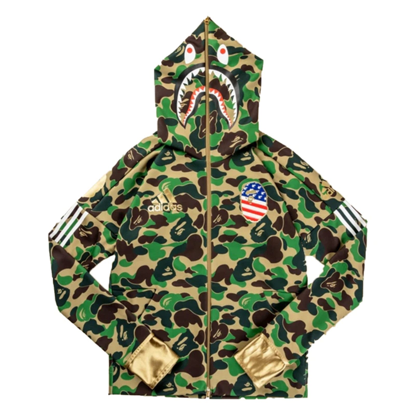 image of Bape X Adidas Sb Shark Full Zip Hooded Sweatshirt Green, Men's (Size XL)