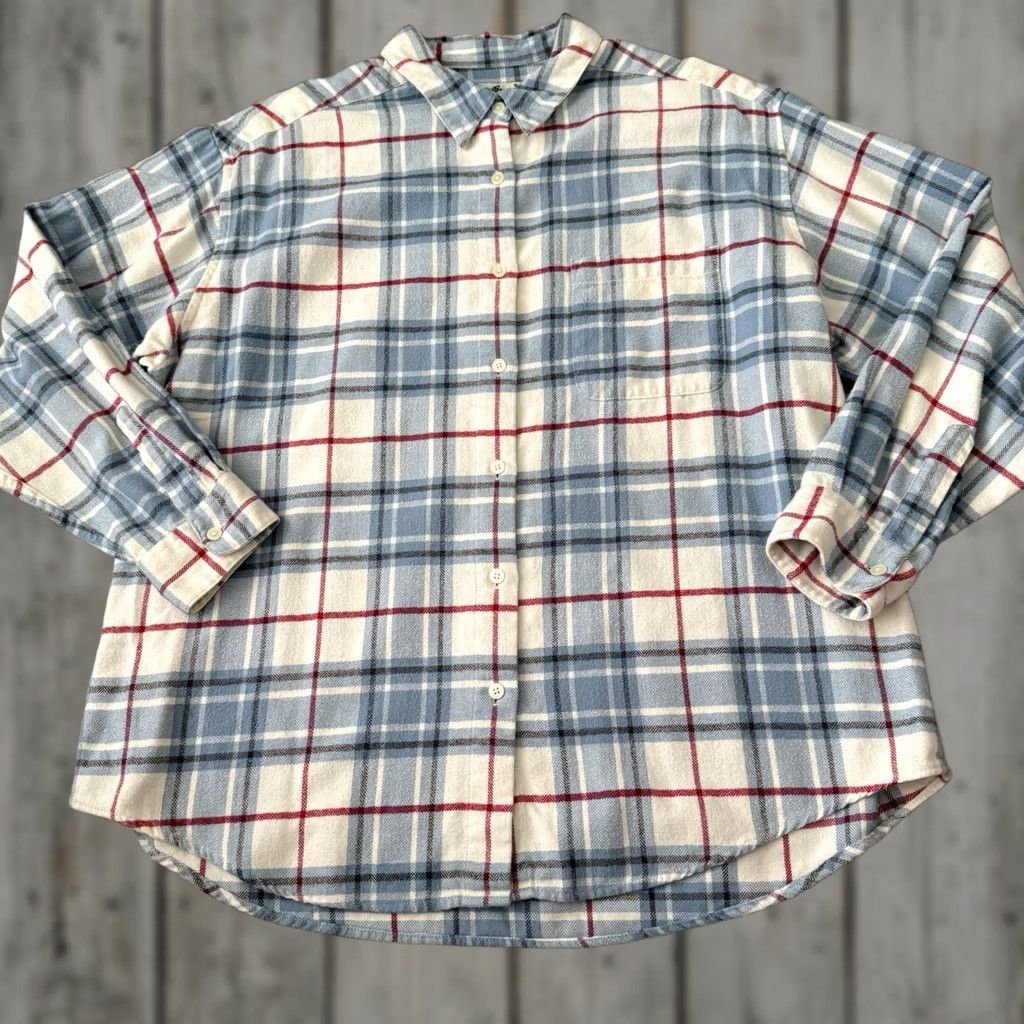 Eddie Bauer VINTAGE Eddie Bauer Button-Up Shirt Womens 2XL Flannel Blue Plaid Long Sleeve Casual Travel Indoor Outdoor Size XXL / US 16-18 / IT 52-54 - 1 Thumbnail