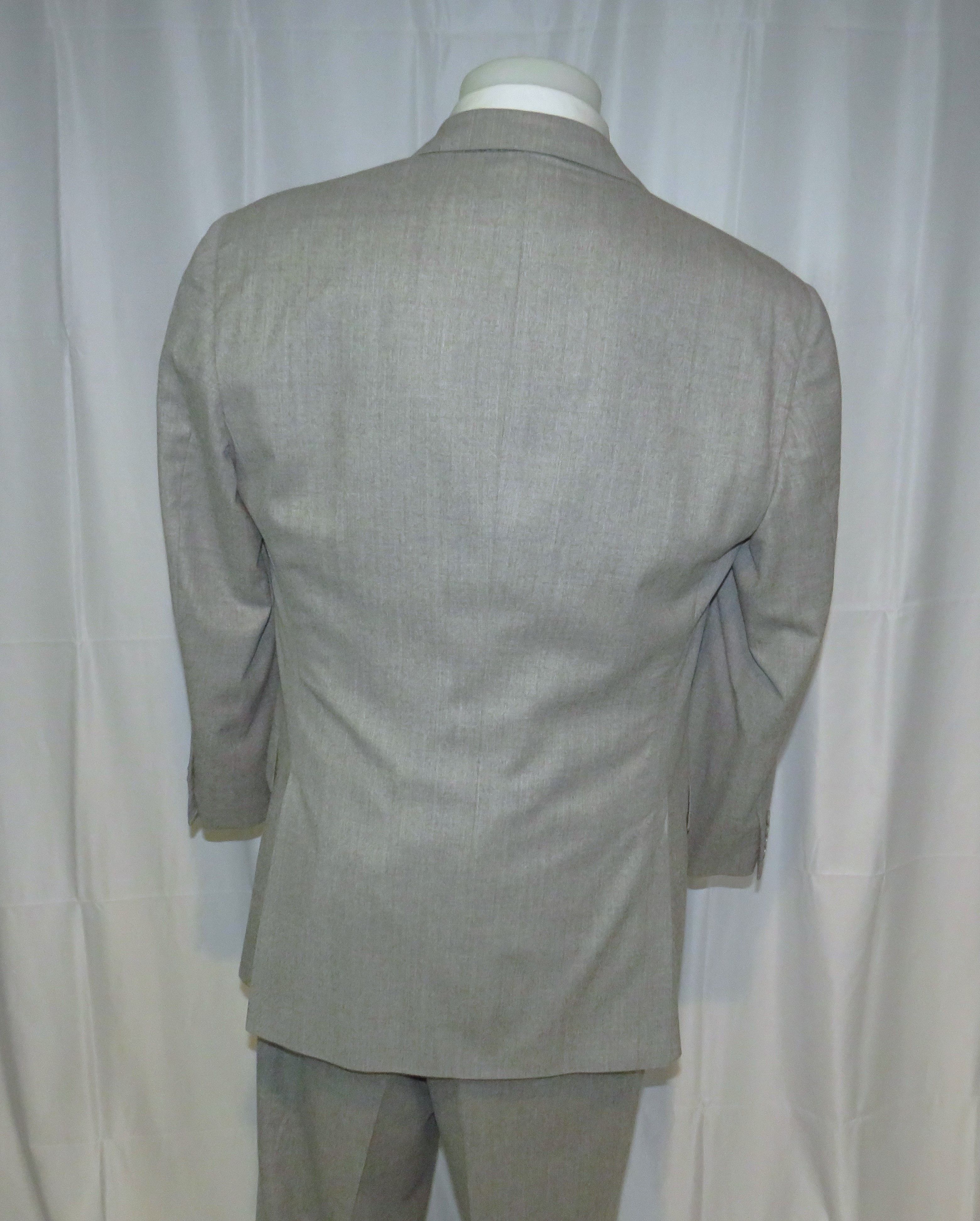 Alan Flusser Pale Gray Solid Flannel Two Button Suit 40L Size 40L - 12 Thumbnail