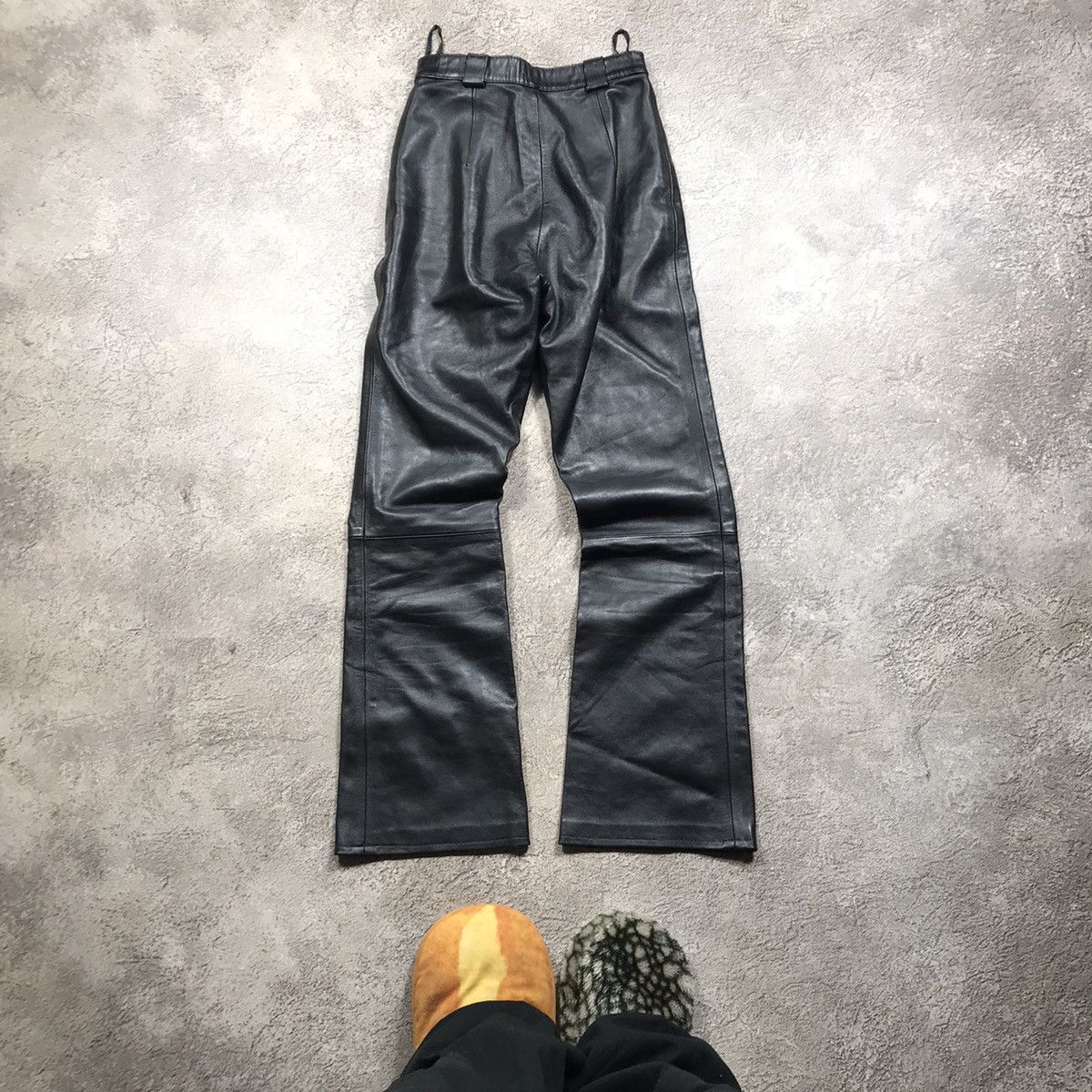 Vintage Y2K Baggy Wide Leg Distressed Leather Pants Black Canvas 25 Size 25" / US 0 / IT 36 - 4 Thumbnail