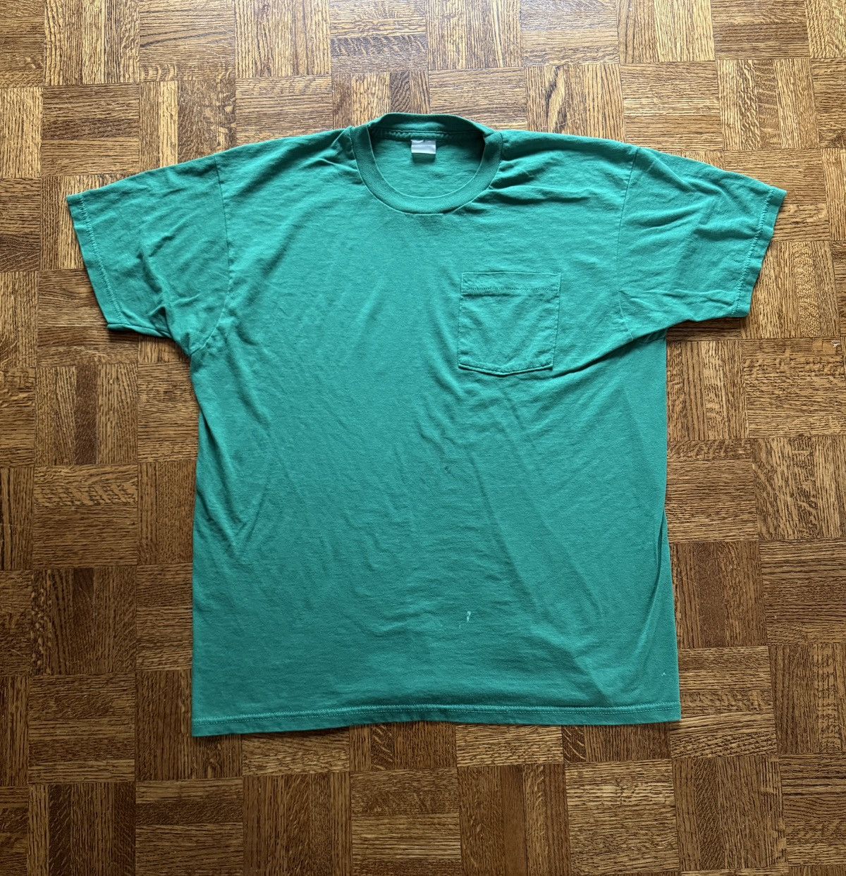 Vintage Vintage Green Blank Selvedge Pocket Tee Size US XL / EU 56 / 4 - 1 Thumbnail