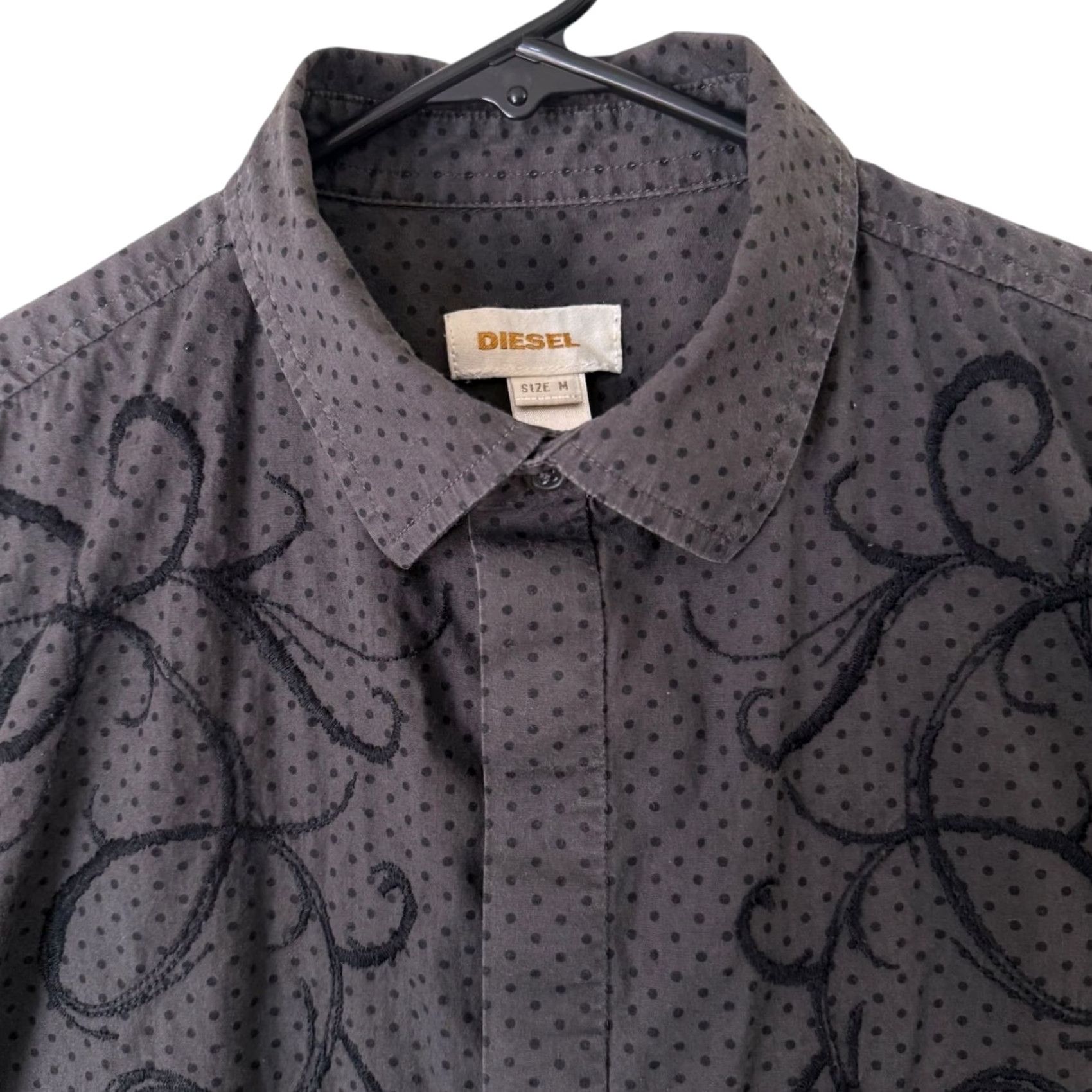 Diesel VINTAGE Diesel Embroidered Button-Up Shirt Gray Mens M Rocker Grunge Biker Punk Shirt Size US M / EU 48-50 / 2 - 5 Thumbnail