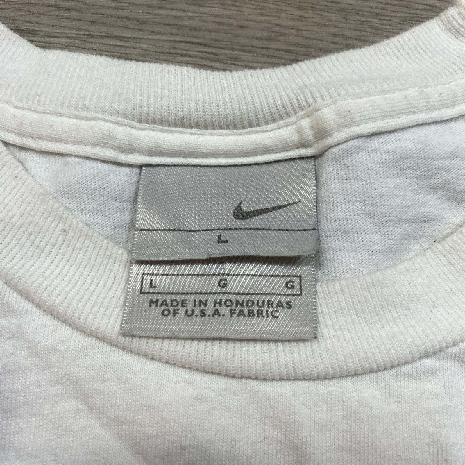 Nike × Vintage VTG Y2K Nike Silver Tag Center City Spellout Swoosh Shirt L Size US L / EU 52-54 / 3 - 6 Thumbnail