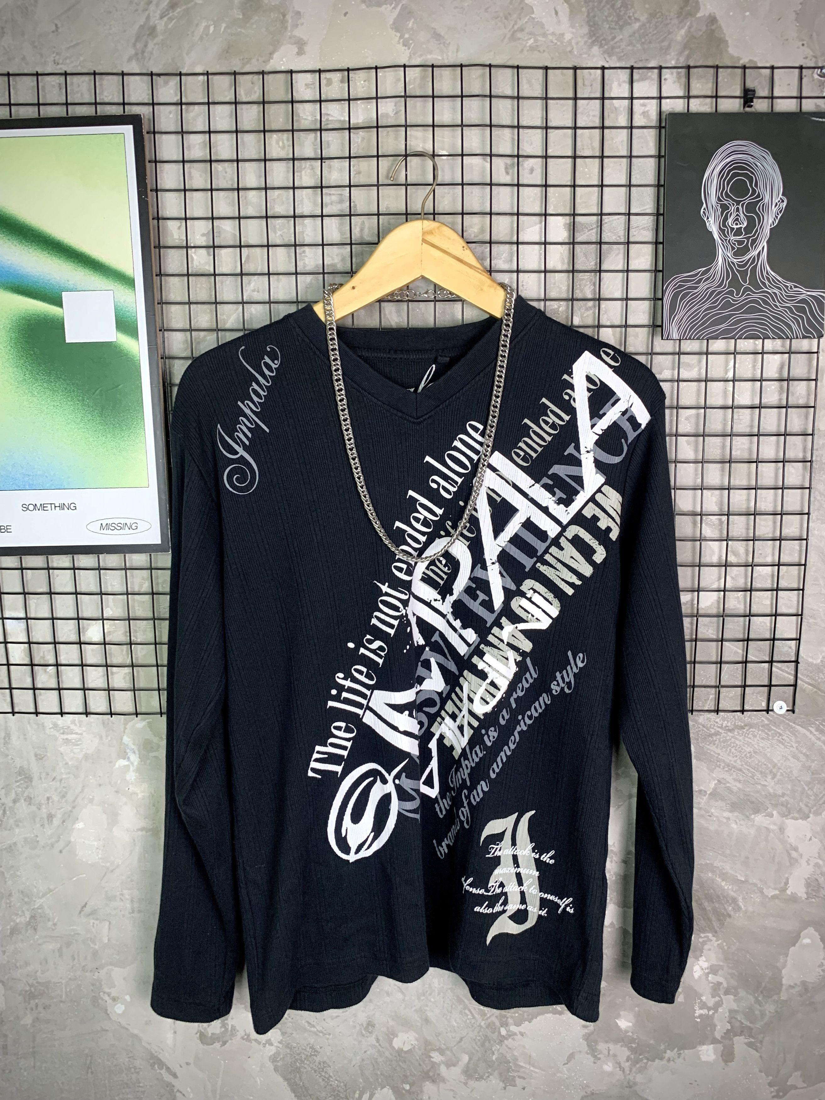 Hysteric Glamour Y2K Impala Grunge Graphic Poem LongSleeve Thermal V Neck Size US M / EU 48-50 / 2 - 1 Thumbnail