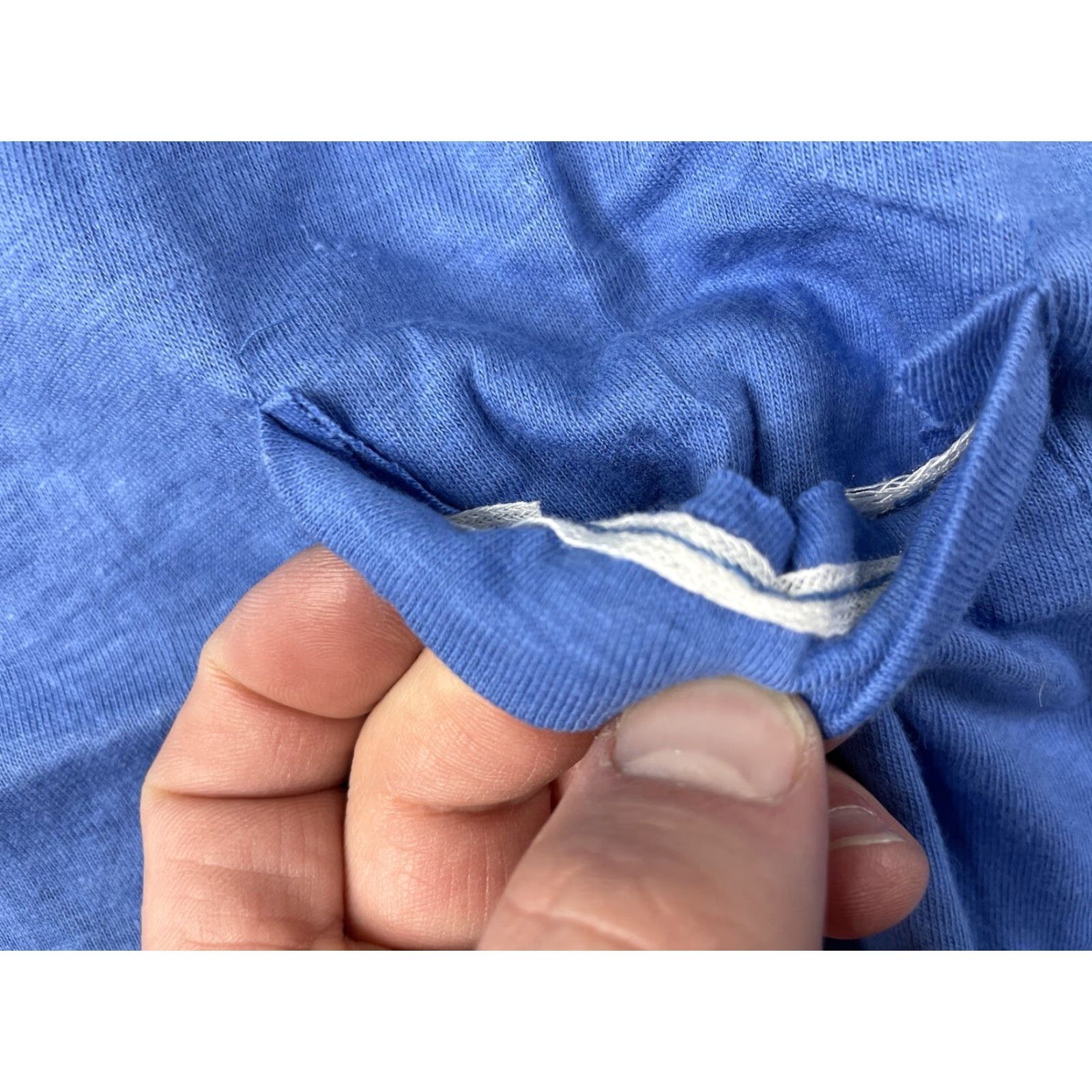 Fruit Of The Loom VINTAGE Fruit of the Loom T-Shirt Selvedge Pocket Large Blue Crew Neck Short Sleeve 90s Grunge Skate Men Size US L / EU 52-54 / 3 - 3 Thumbnail