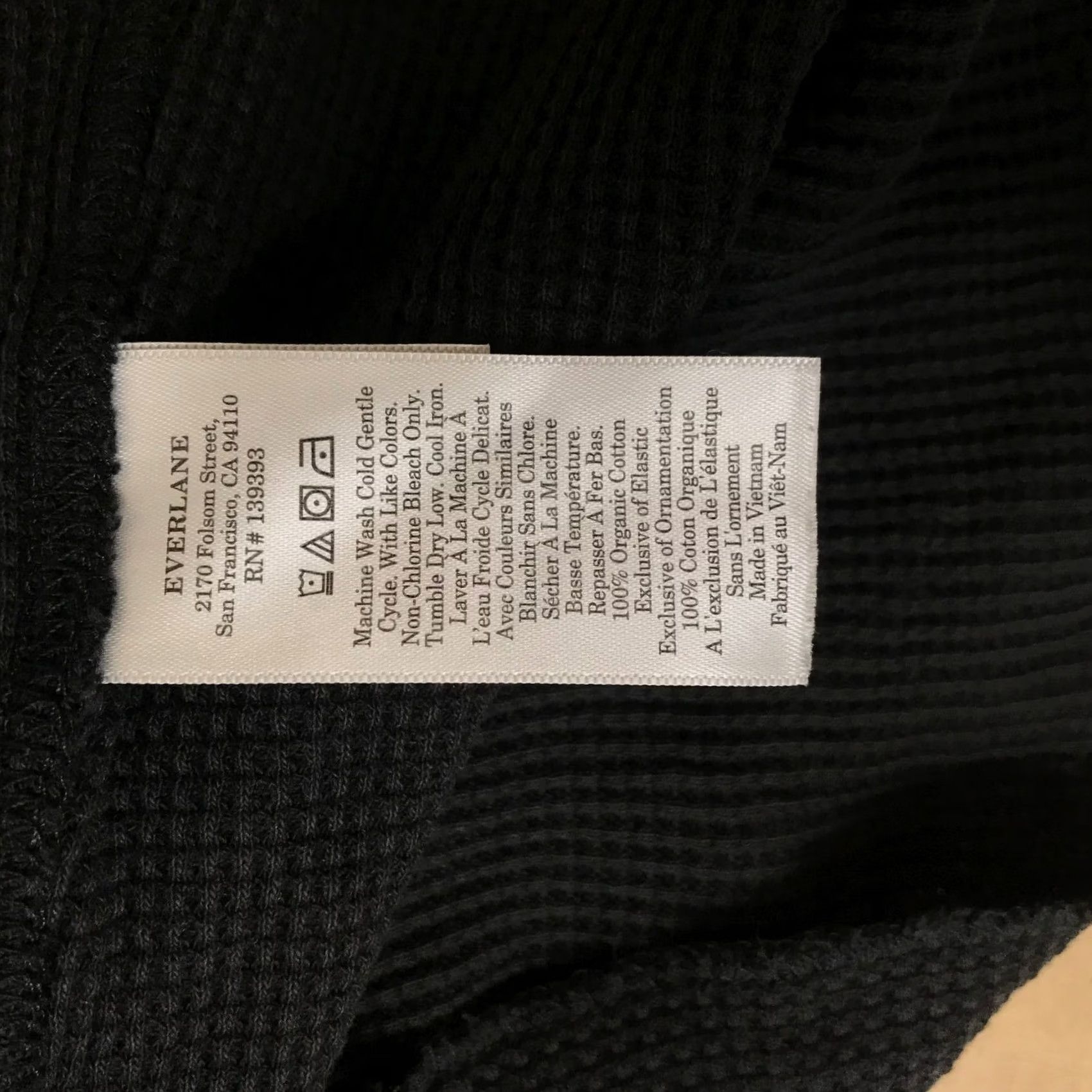 Everlane Everlane Black Waffle Knit Thermal Top Raglan Long Sleeve Small Women Crew Neck Shirt Size S / US 4 / IT 40 - 8 Thumbnail