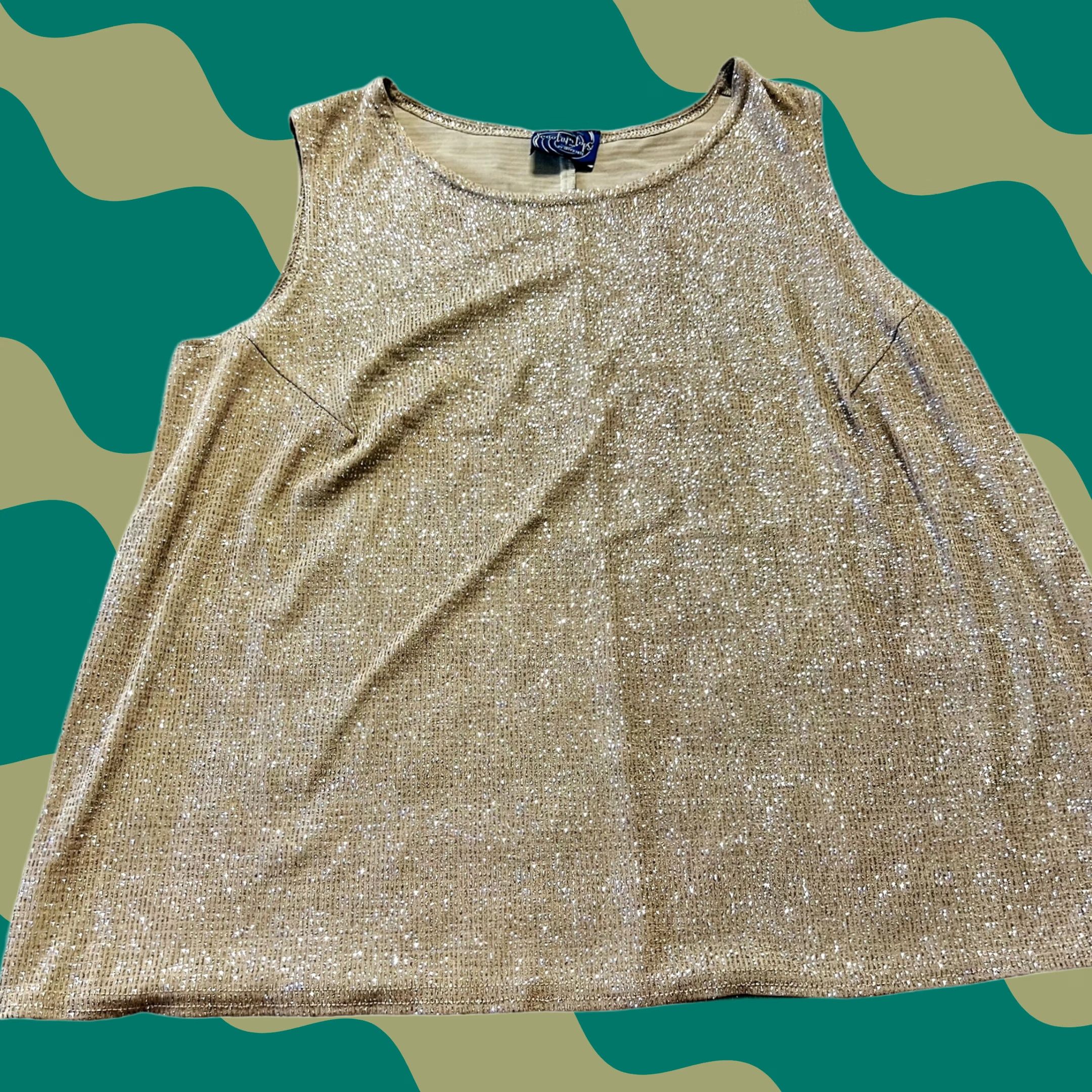 Vintage VINTAGE Scooter Tops by Onyx Nite Sleeveless Shimmery Tank Top Casual Party Gold Women L Tank Sleeveless Scoop Neck Pullover Baggy? Size L / US 10 / IT 46 - 1 Thumbnail