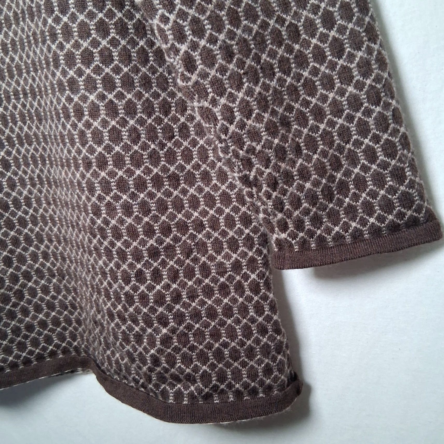 Talbots Talbots Petites Merino Wool Sweater Women PL Brown Geometric Nature Casual 3/4 Sleeve High Neck Pullover Winter Fall Spring Knit Dry Clean Only Mens? Size L / US 10 / IT 46 - 7 Thumbnail