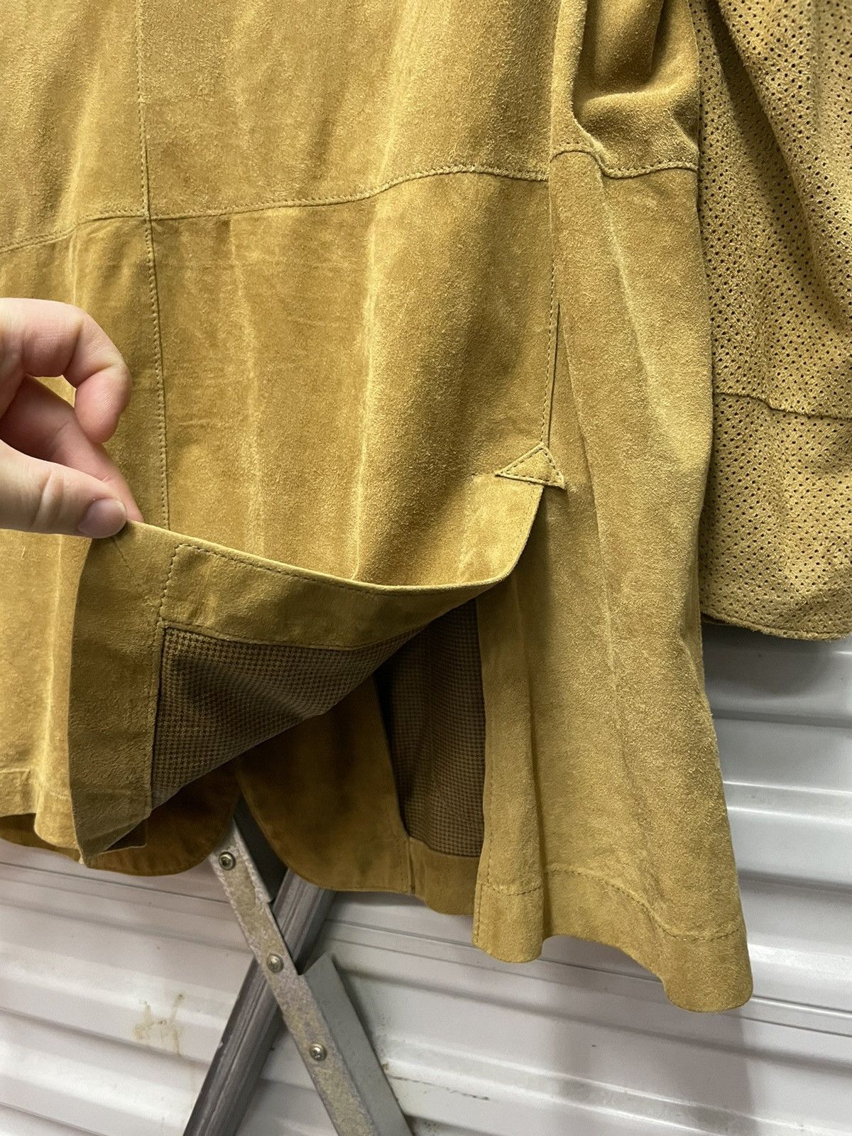 Cifonelli Suede Blazer Jacket Perforated Sleeves Made in Italy Size US XL / EU 56 / 4 - 17 Thumbnail