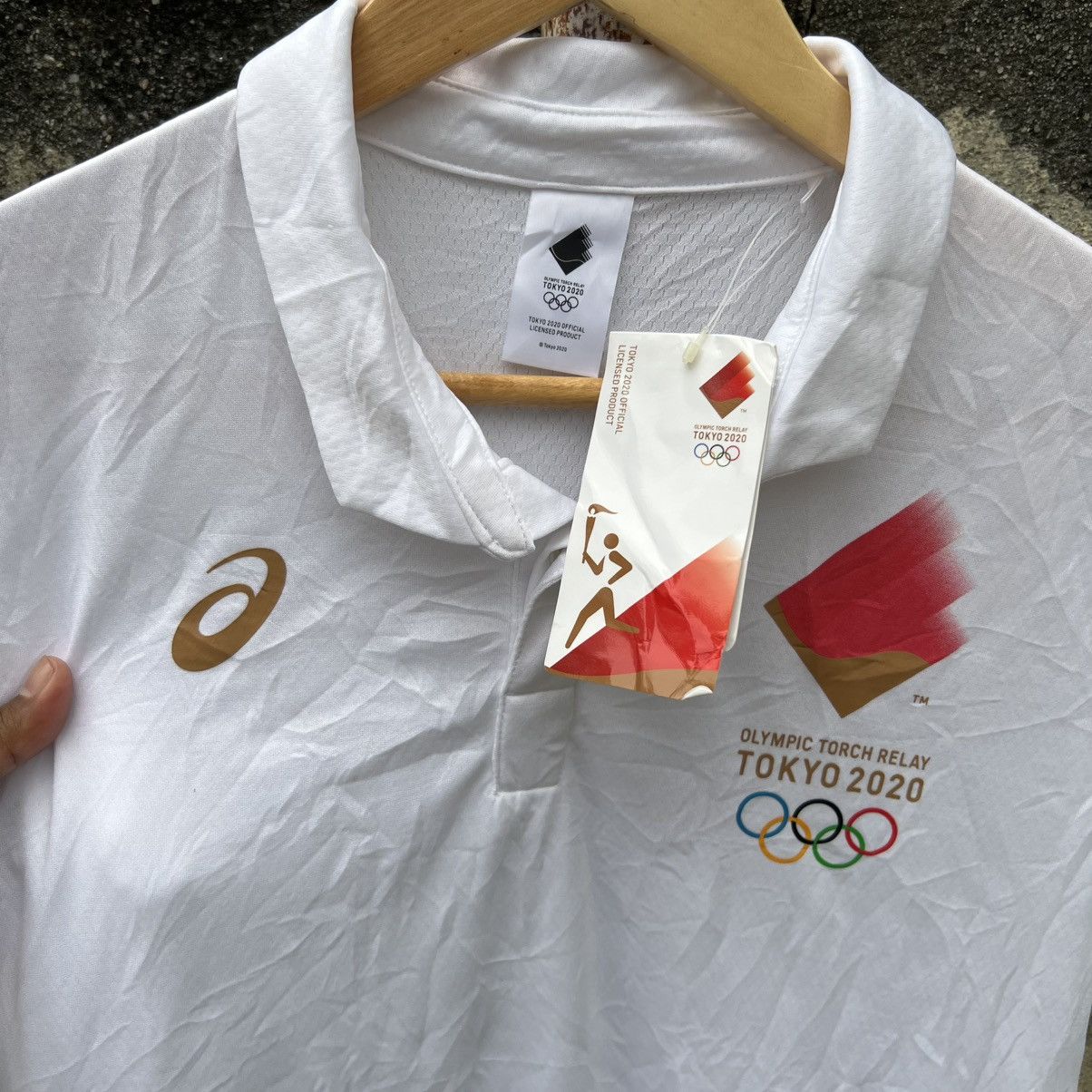 Asics “ASICS” OLYMPIC TORCH RELAY TOKYO 2020 DEADSTOCK POLO TEE Size US M / EU 48-50 / 2 - 5 Thumbnail