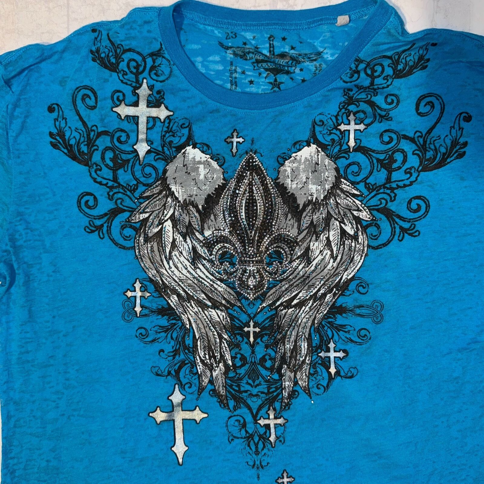 Affliction Rock & Roll Cowgirl Y2K TShirt Teal Womens XXL Affliction S Size US XXL / EU 58 / 5 - 3 Thumbnail