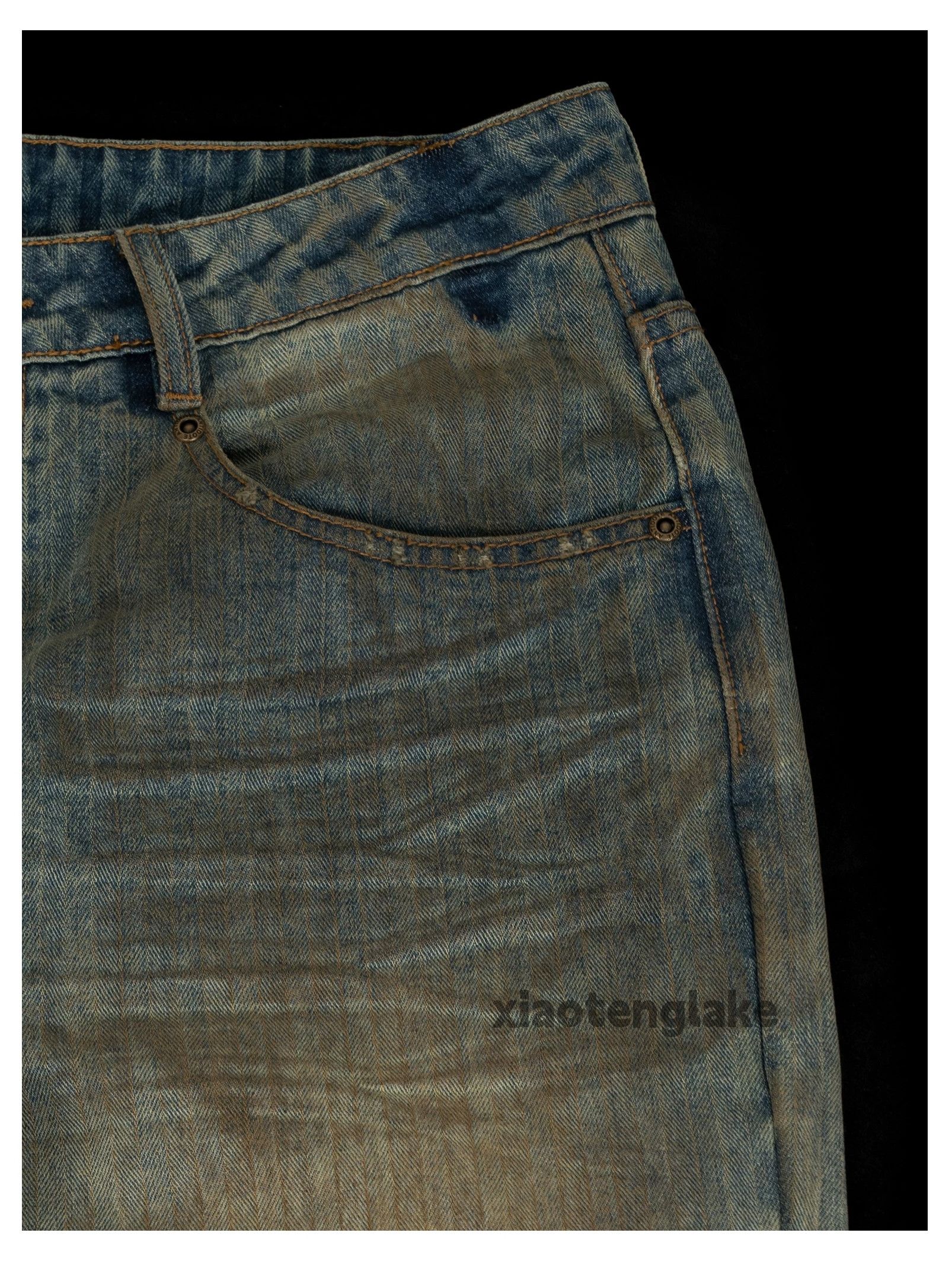 Jean × Vintage dirty mud washed faded bootcut stain punk grunge jeans Size US 32 / EU 48 - 3 Thumbnail