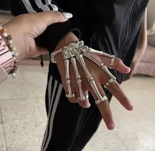 VIBE Skeleton and Bracelet Bones Goth Human Jewelry Chrome Size ONE SIZE - 4 Thumbnail