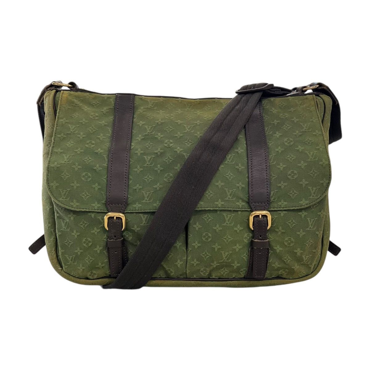 Louis Vuitton Mini Lin Monogram Messenger Bag in Green, Men's