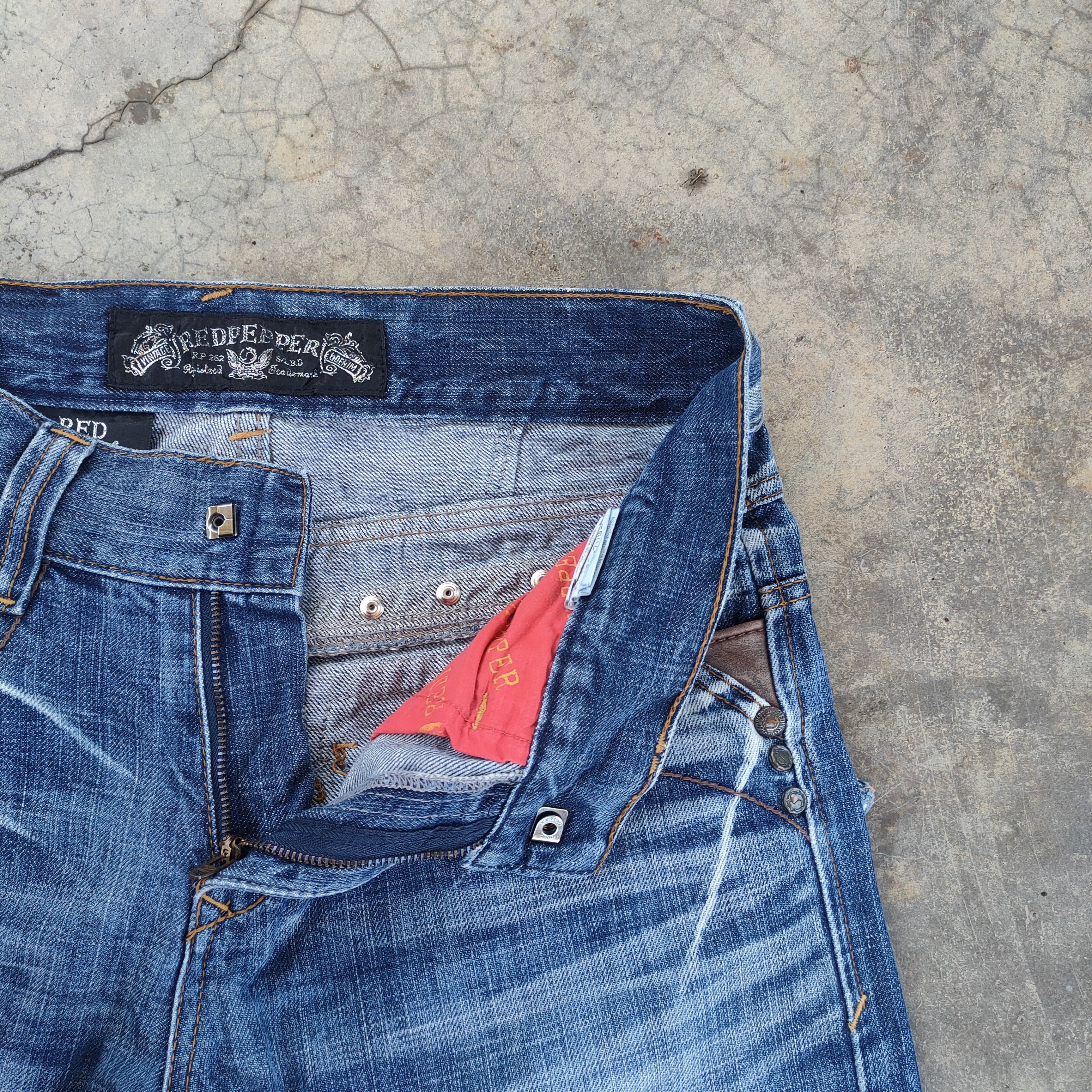 Japanese Brand W30×33 VINTAGE RED PEPPER FADED DISTRESSED JEAN DENIM PANTS Size US 30 / EU 46 - 8 Thumbnail