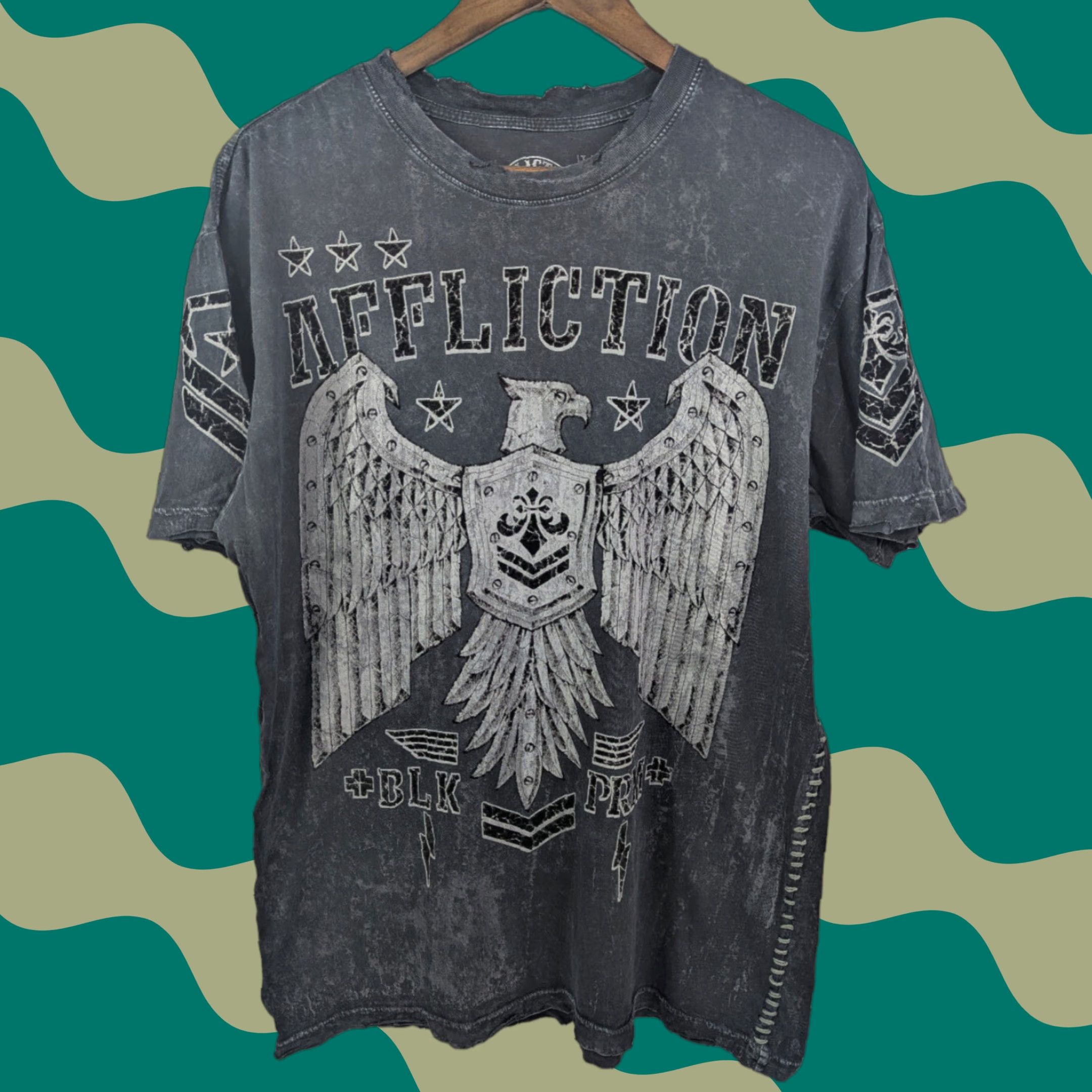 Affliction VINTAGE Affliction Shirt XL Black Lava Eagle Distress Y2K Streetwear USA Skull Grunge Logo Mens Size US XL / EU 56 / 4 - 1 Thumbnail