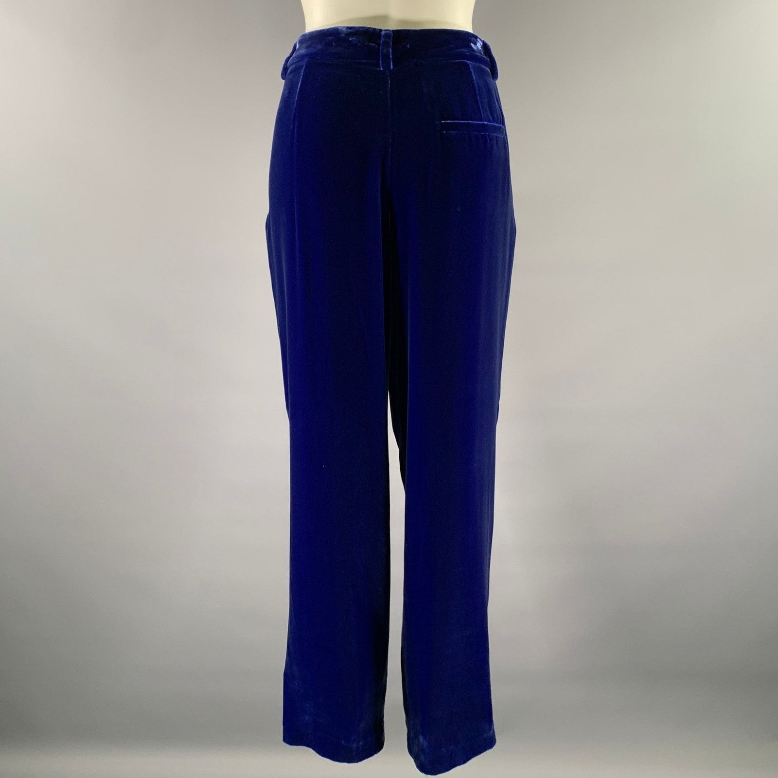 Giorgio Armani GIORGIO ARMANI Size 6 Blue Velvet Viscose Silk Pants Size US 30 / EU 46 - 3 Thumbnail