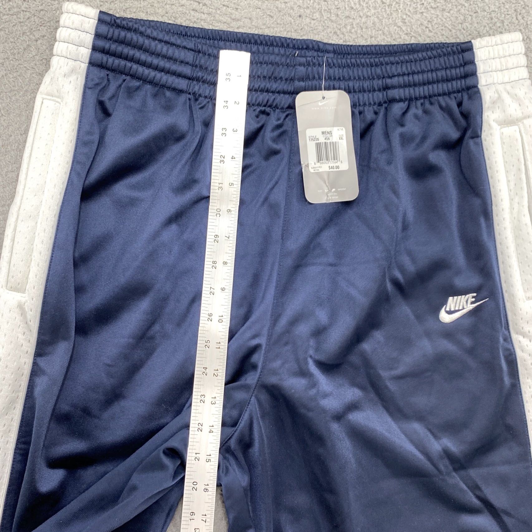 Nike VINTAGE Nike Track Pants Elastic Waist 2XL Men’s Blue Silver Tag 2005 Activewear Mens Size US 39 - 7 Thumbnail