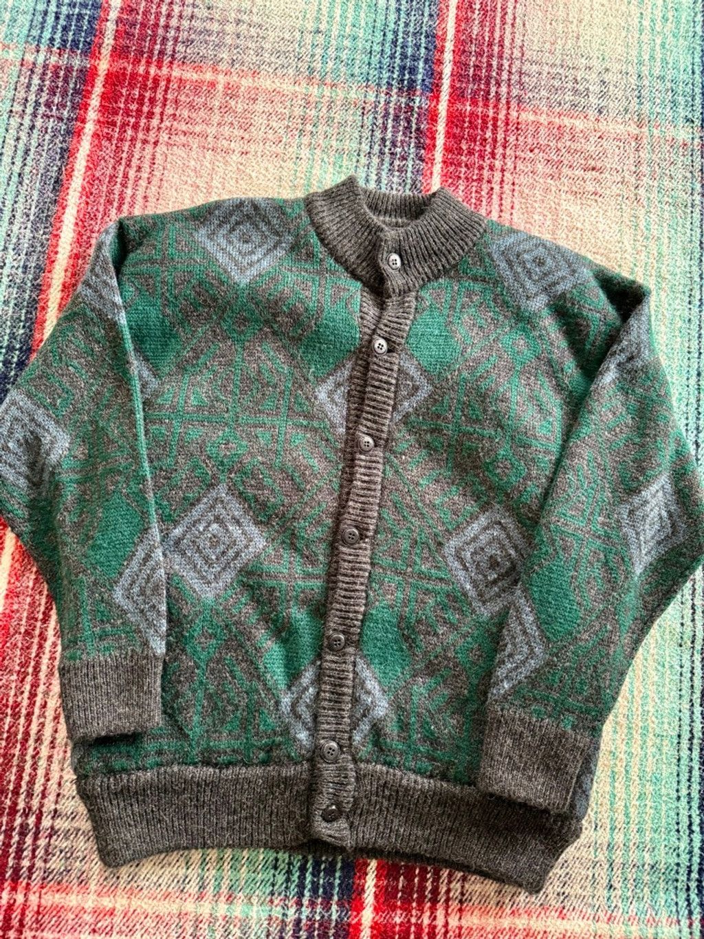 Vintage 80s Settebello Wool Quilted Geometric Bomber Jacket L Size US L / EU 52-54 / 3 - 2 Thumbnail