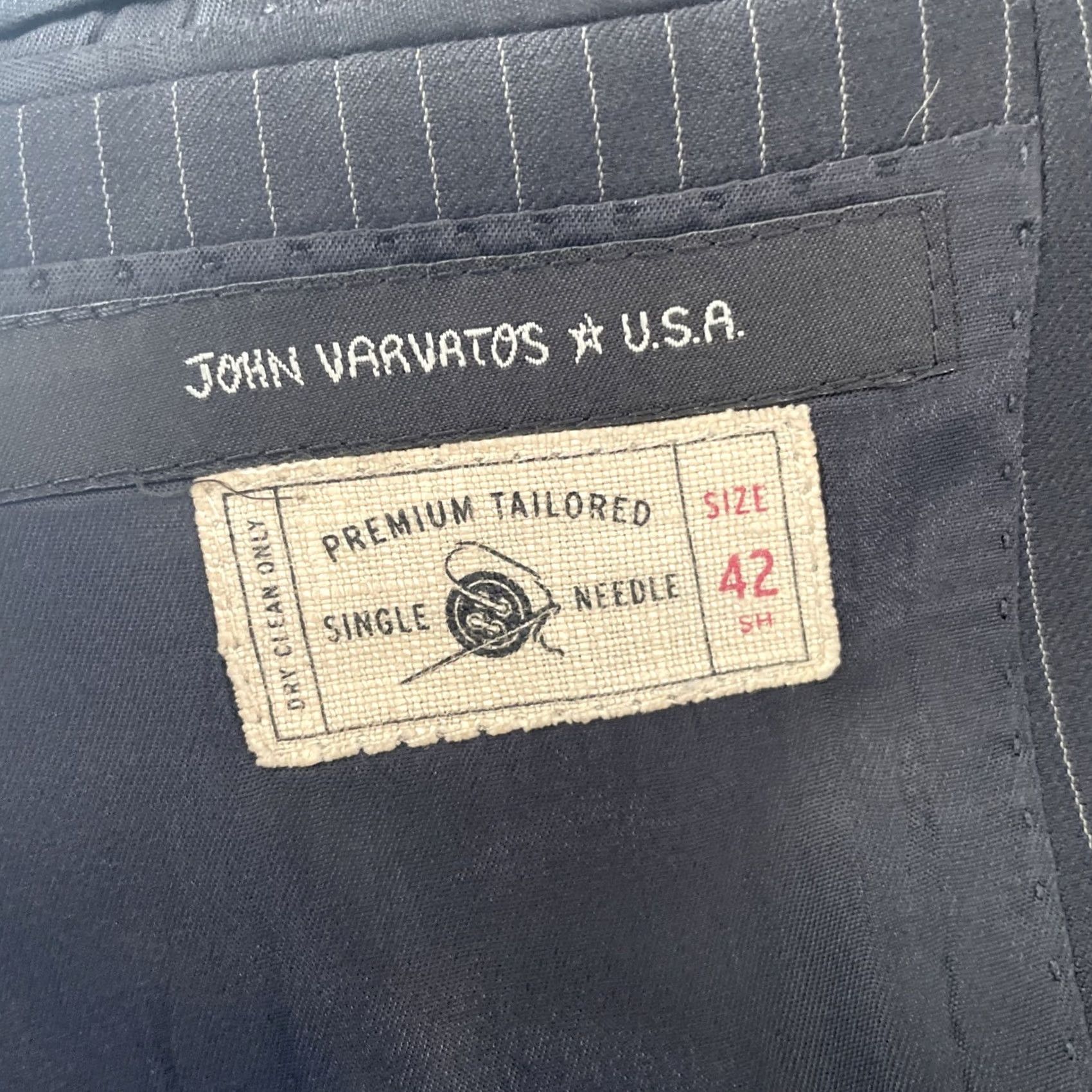 John Varvatos John Varvatos Sport Coat Mens Size 42S Slim Fit Black Pinstripe Wool Jacket Short Length Notch Lapel Two-Button Front Size US XS / EU 42 / 0 - 3 Thumbnail