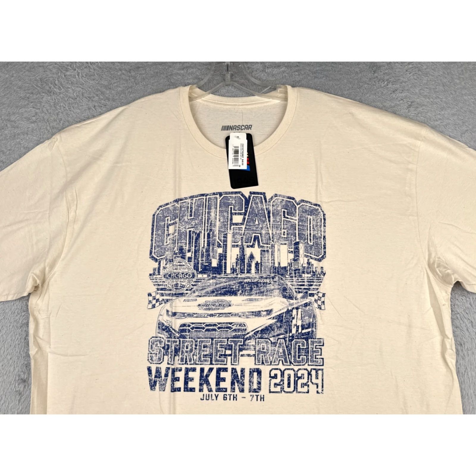 NASCAR Nascar Chicago Street Race Shirt Adult 3XL Ivory Cotton Short Sleeve Men’s T-Shirt Racing Cars Outdoor 2020s Mens Size US XXL / EU 58 / 5 - 4 Thumbnail