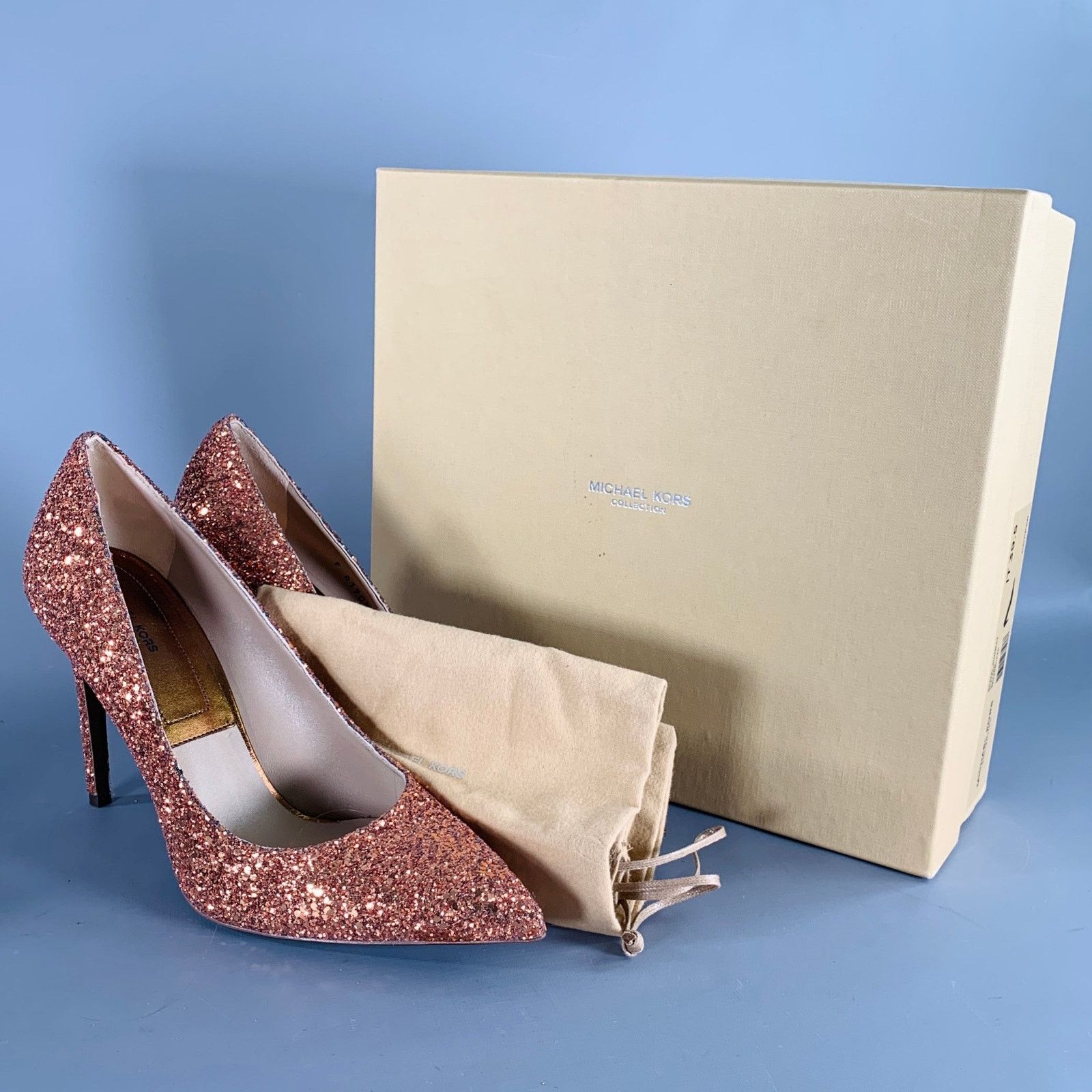 Michael Kors Size 9.5 Copper Glittered Leather Trim Stiletto Pumps Size US 9.5 / IT 39.5 - 9 Thumbnail