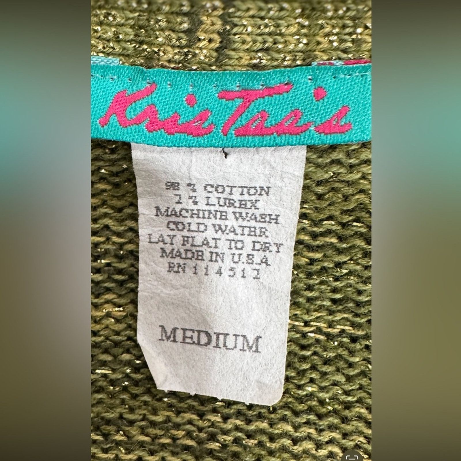 Vintage Vintage Kris Tae’s Metallic Olive Green Sweater Size M Size M / US 6-8 / IT 42-44 - 9 Thumbnail
