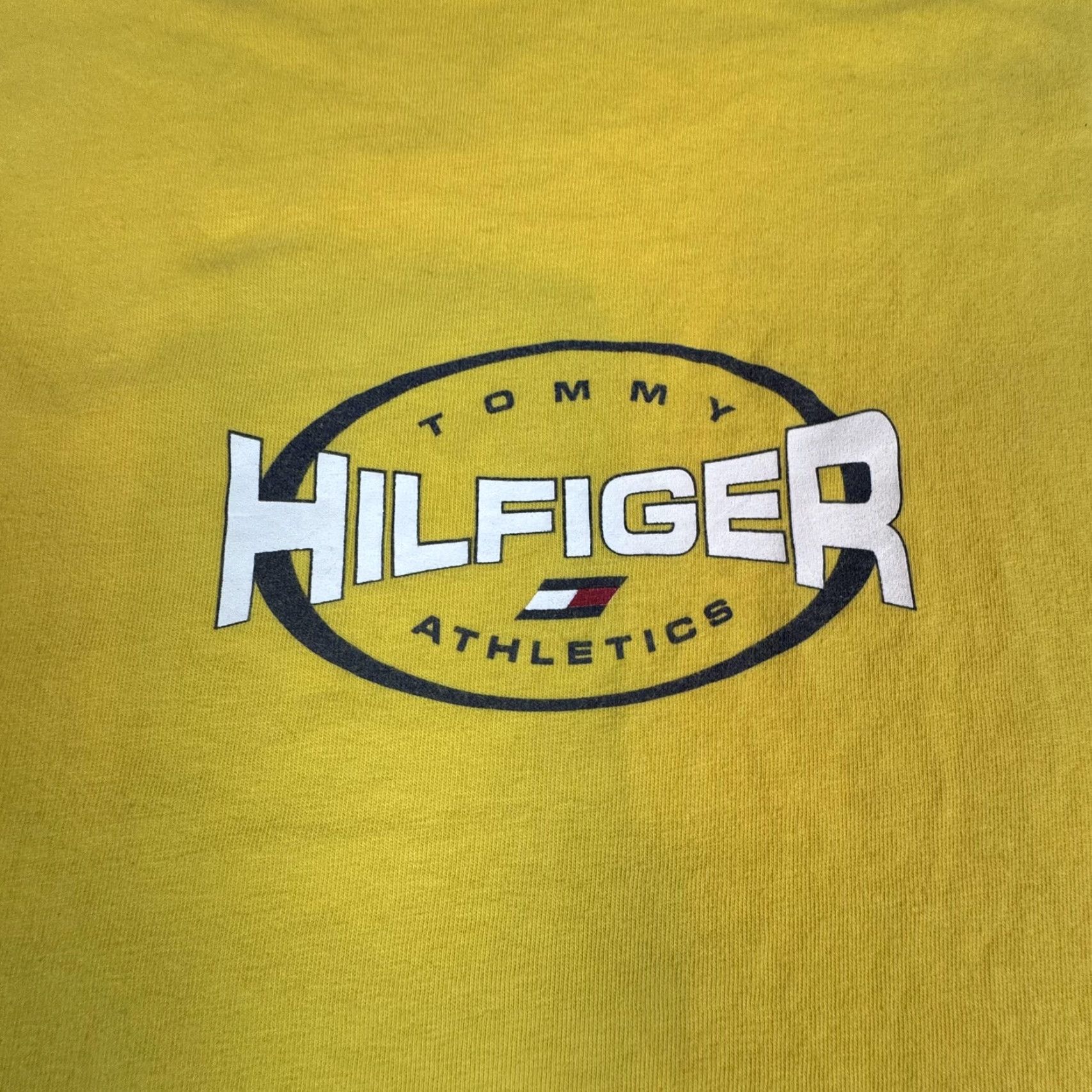 Tommy Hilfiger VINTAGE Tommy Hilfiger Tank Top Mens XL Sleeveless Jersey Graphic Print 90s Made in USA Yellow Size US XL / EU 56 / 4 - 2 Thumbnail