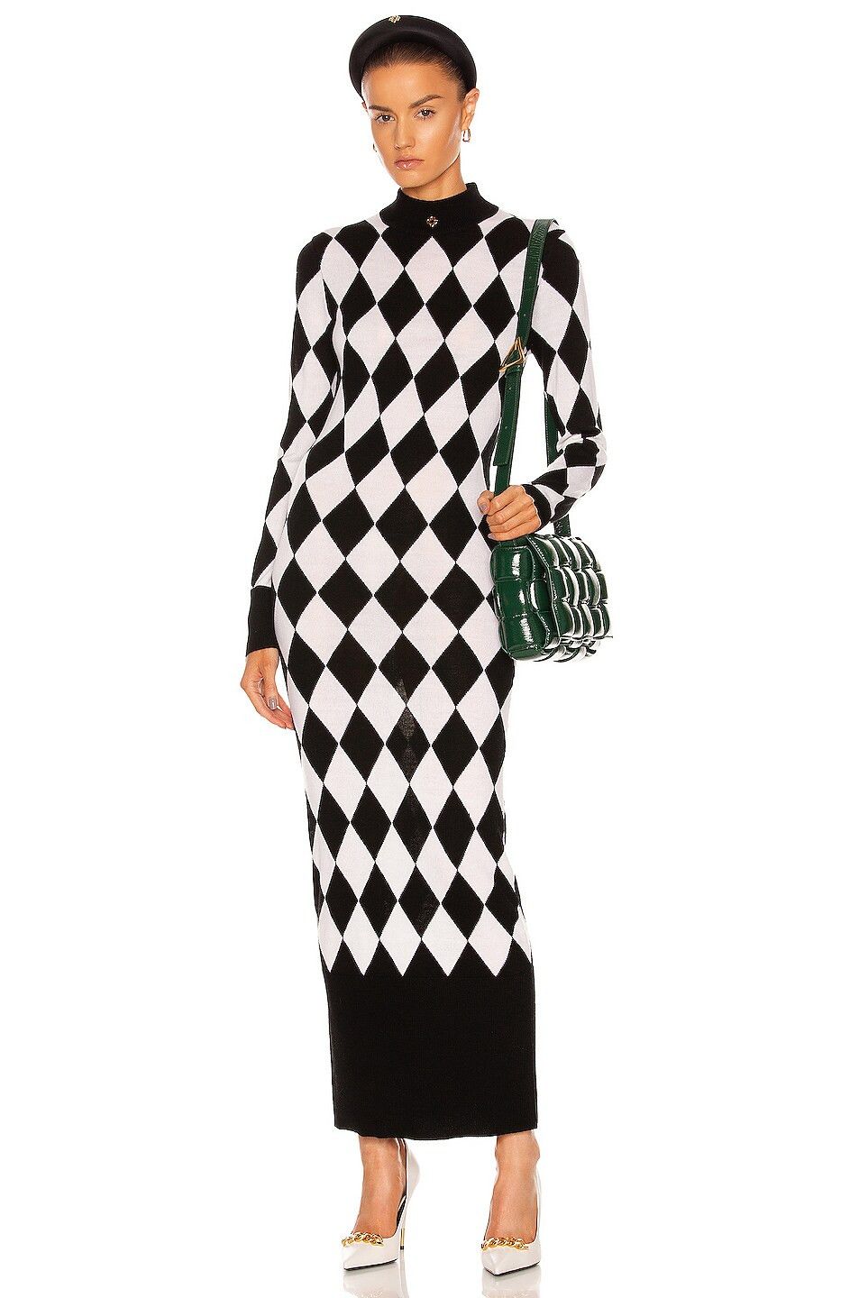Casablanca o1mle0325 Diamond Column Dress in Black & White Size XS / US 0-2 / IT 36-38 - 4 Thumbnail