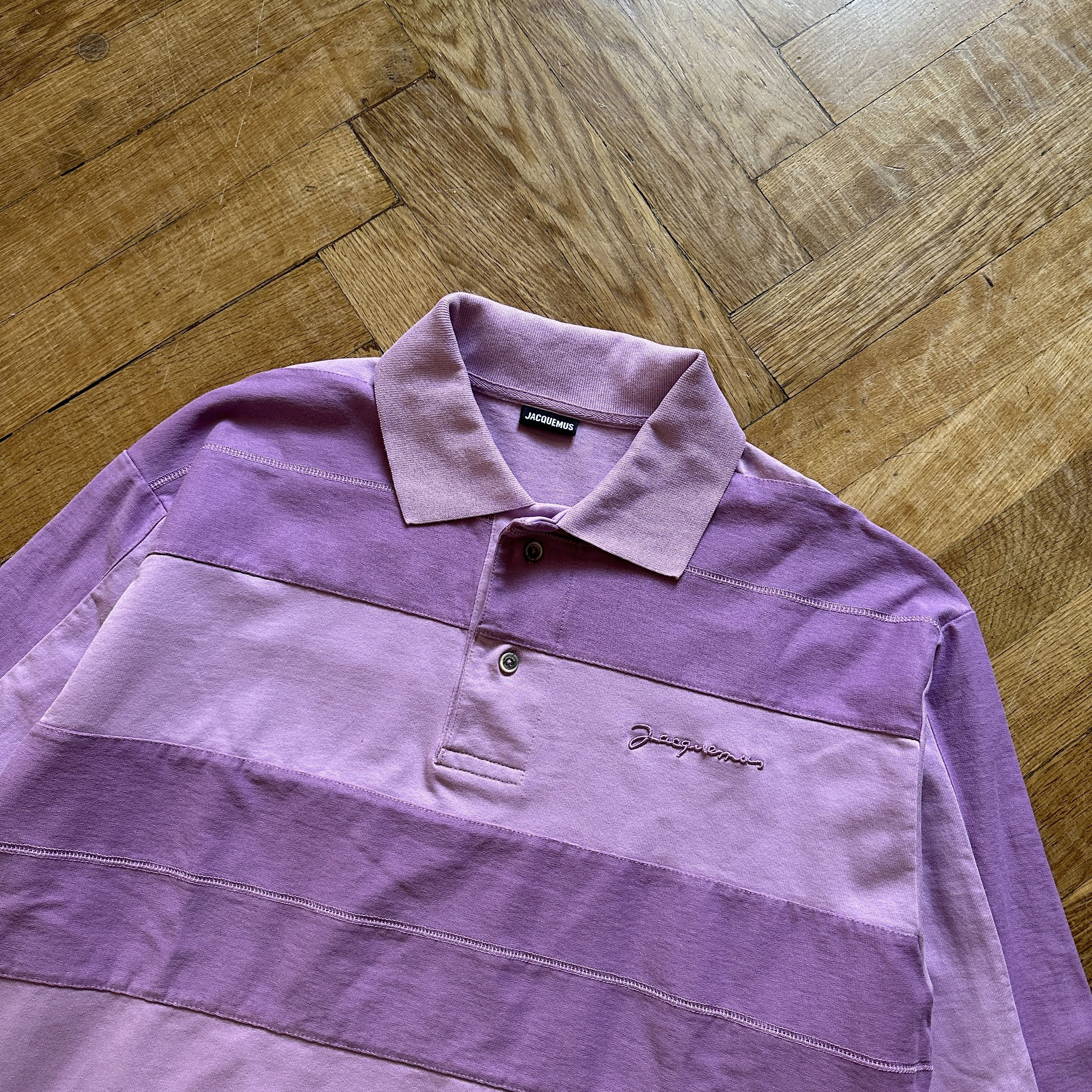 Jacquemus Purple Striped Polo Longsleeve Size US XL / EU 56 / 4 - 3 Thumbnail