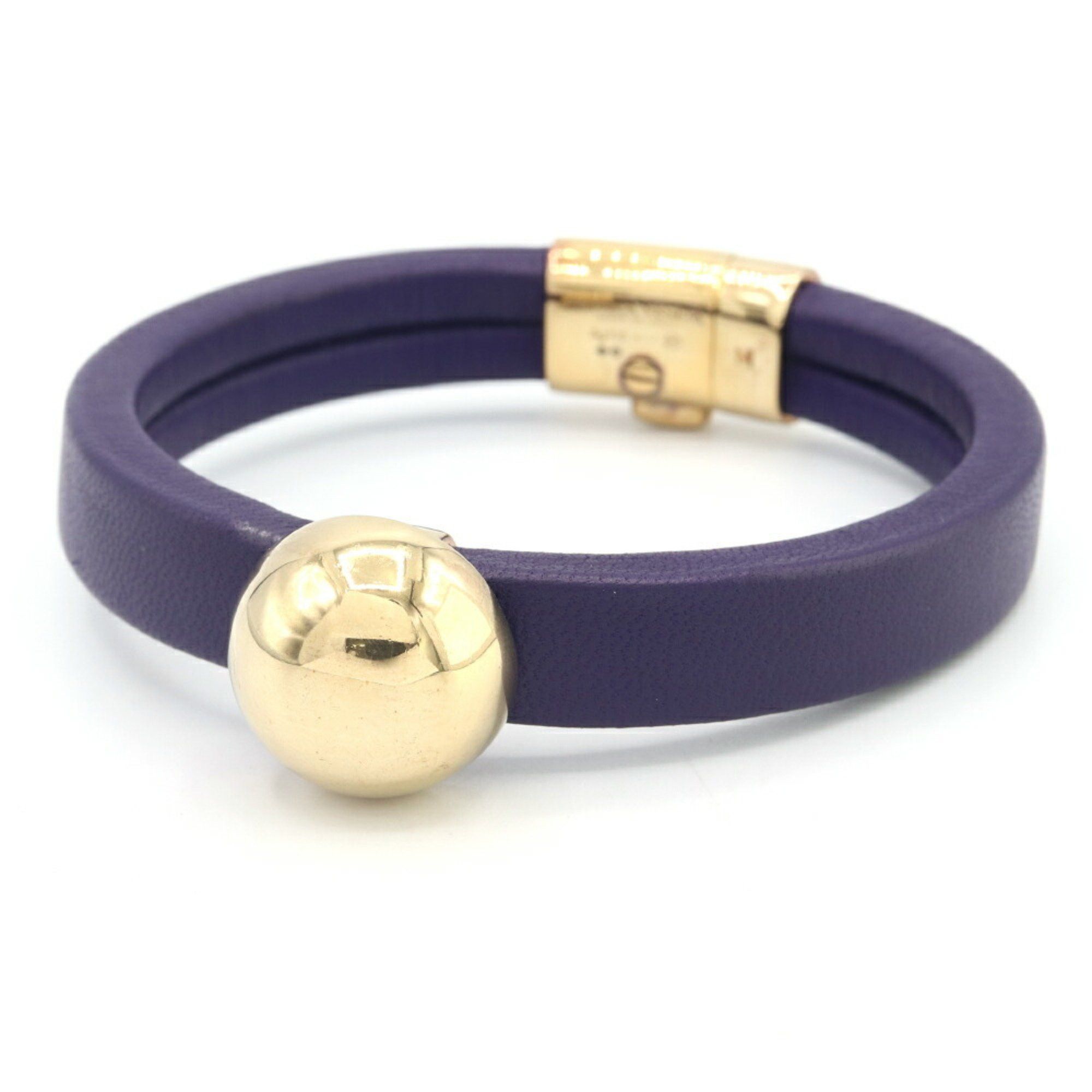 Bottega Veneta Bottega Veneta Bracelet 590464 Purple SV Sterling Silver 925 Leather M Size Bangle Women's BOTTEGA VENETA Size ONE SIZE - 1 Thumbnail