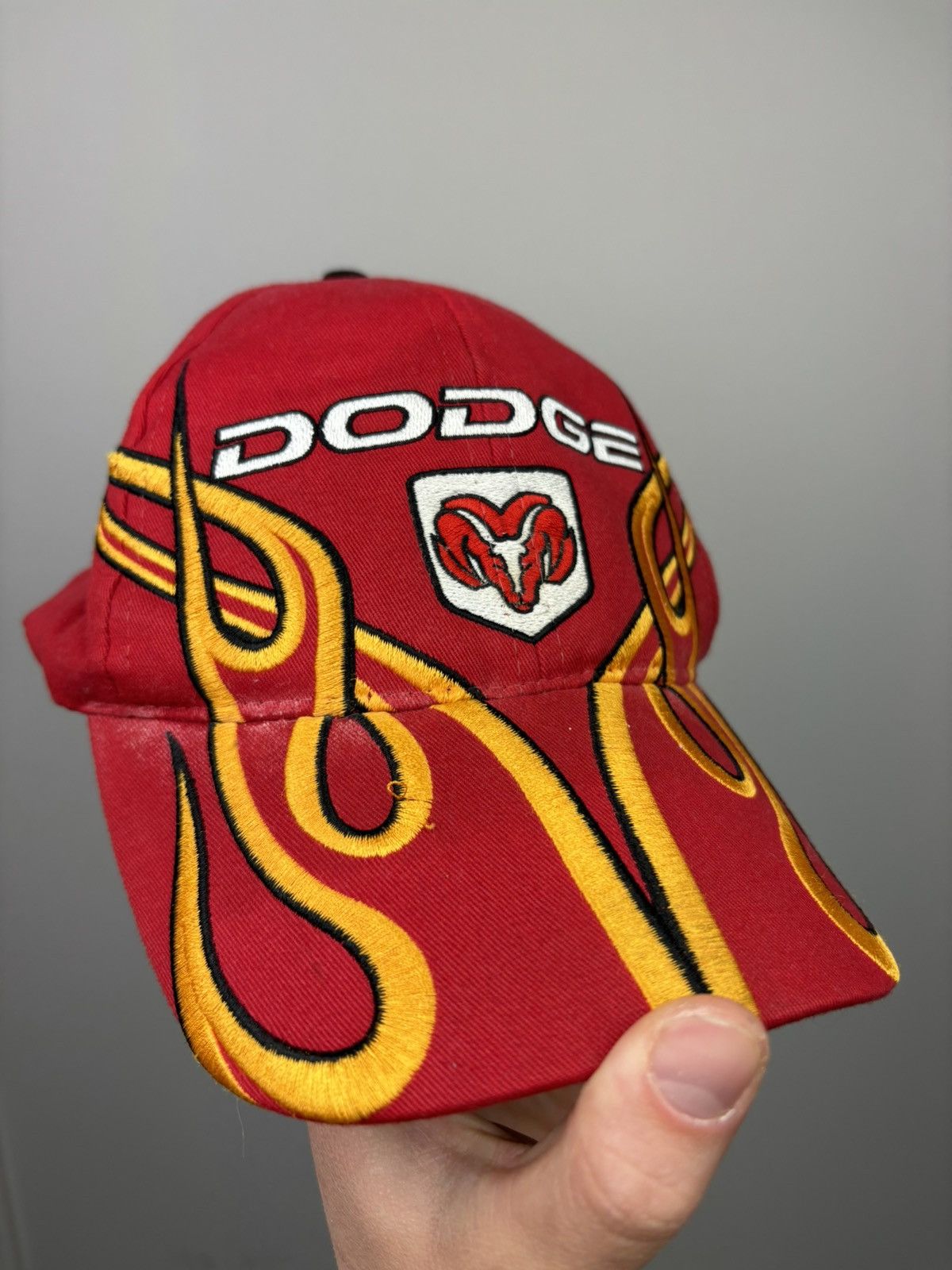 Vintage Vintage Dodge Hat Cap Red Flames RAMTruck Streetwear Racing Size ONE SIZE - 2 Thumbnail