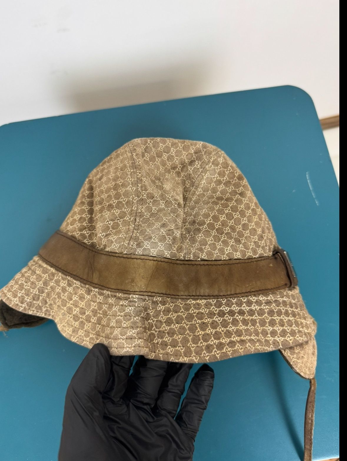 Gucci Gucci Vintage Monogram Bucket Hat Leather Size M Kids Size ONE SIZE - 3 Thumbnail
