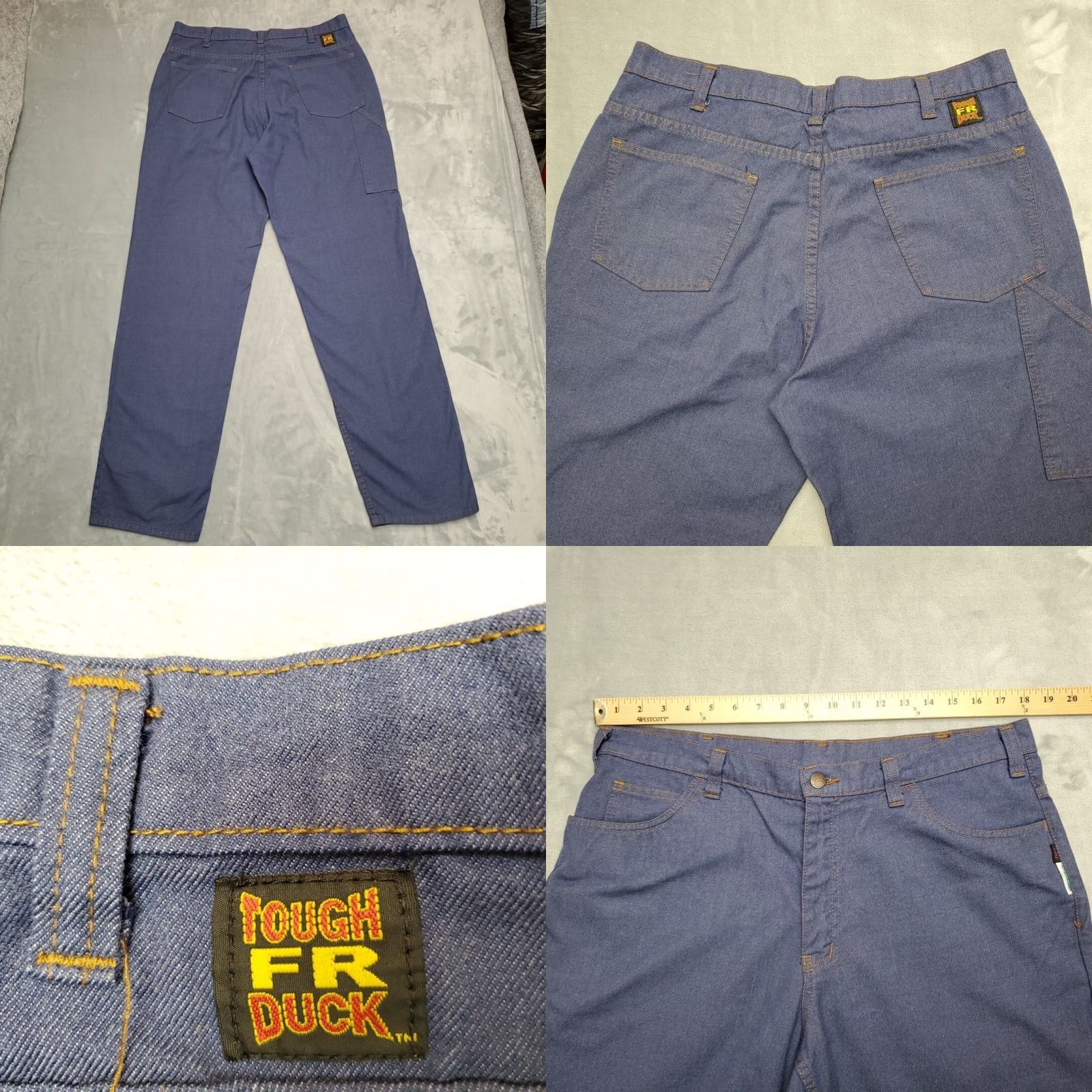Denime VINTAGE Tough Duck FR Jeans Mens 36x36 Blue Denim Fire Flame Resistant Cargo Jeans Mens 36 Blue Denim 90s Mens Size US 36 / EU 52 - 8 Thumbnail