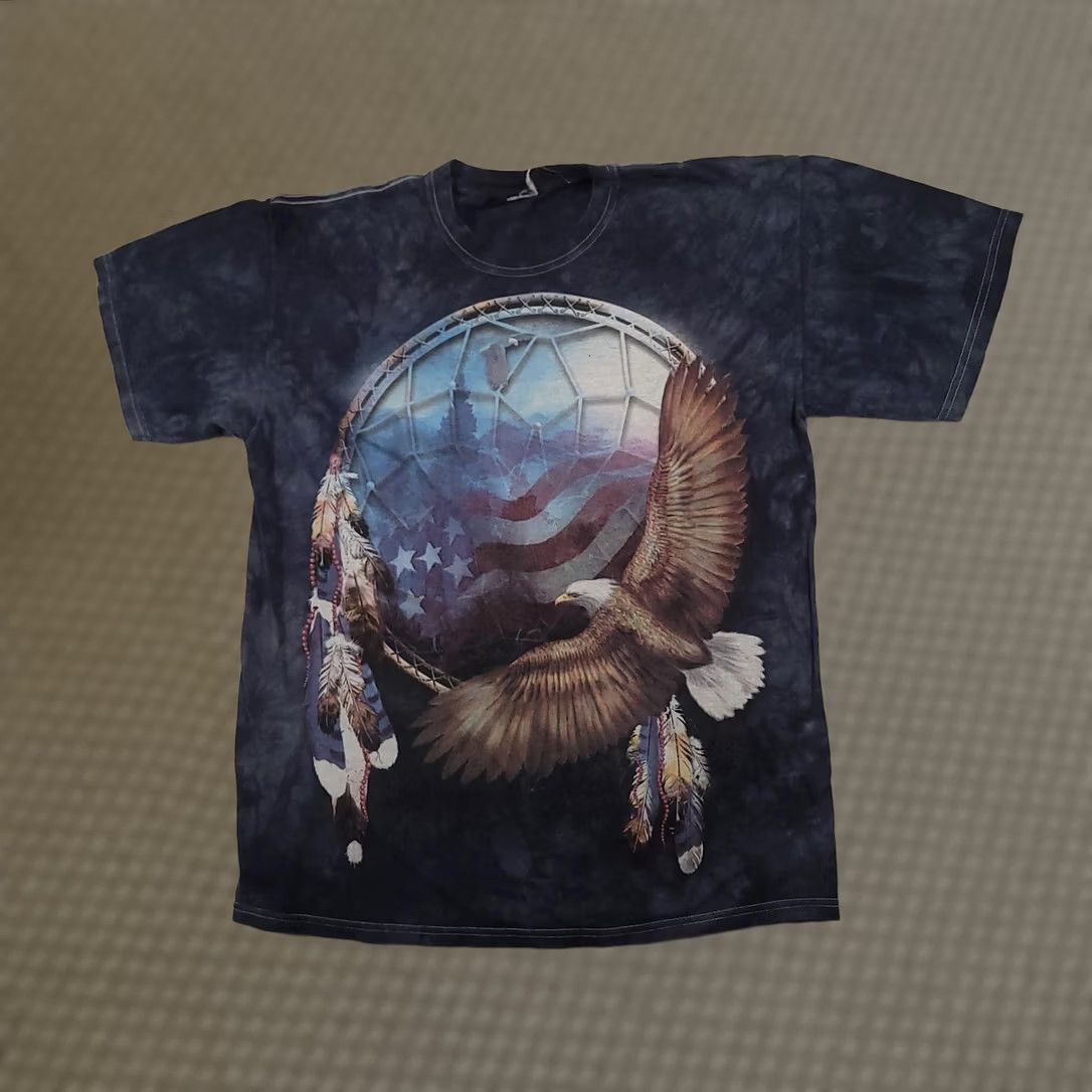 The Mountain VINTAGE The Mountain Shirt Mens Medium Tie Dye Bald Eagle Dreamcatcher USA Patriotic Shirt Size US L / EU 52-54 / 3 - 1 Thumbnail