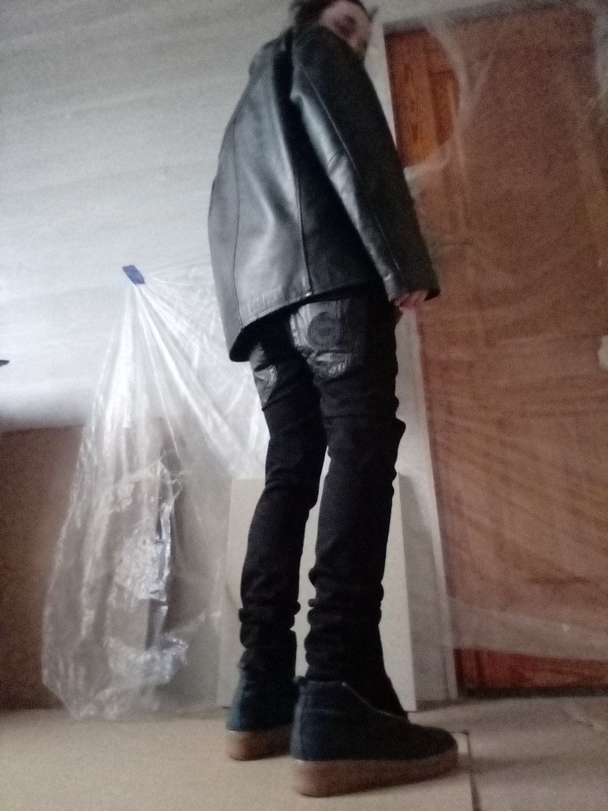 Dirk Bikkembergs Leather Pocket Pants BIKK Skinny Stacked Premium Denim goth Size US 31 - 11 Thumbnail