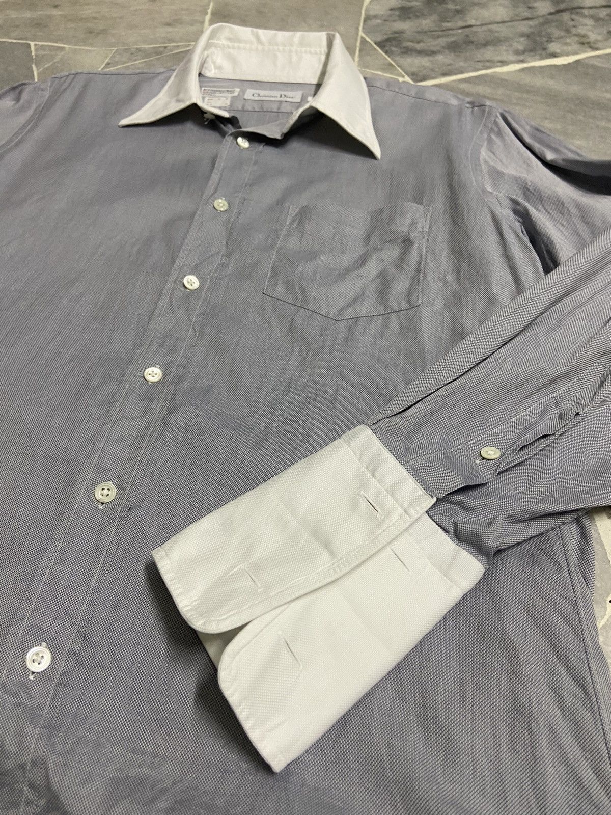 Dior Christian Dior Blue Shirt With White Collar Size US M / EU 48-50 / 2 - 7 Thumbnail