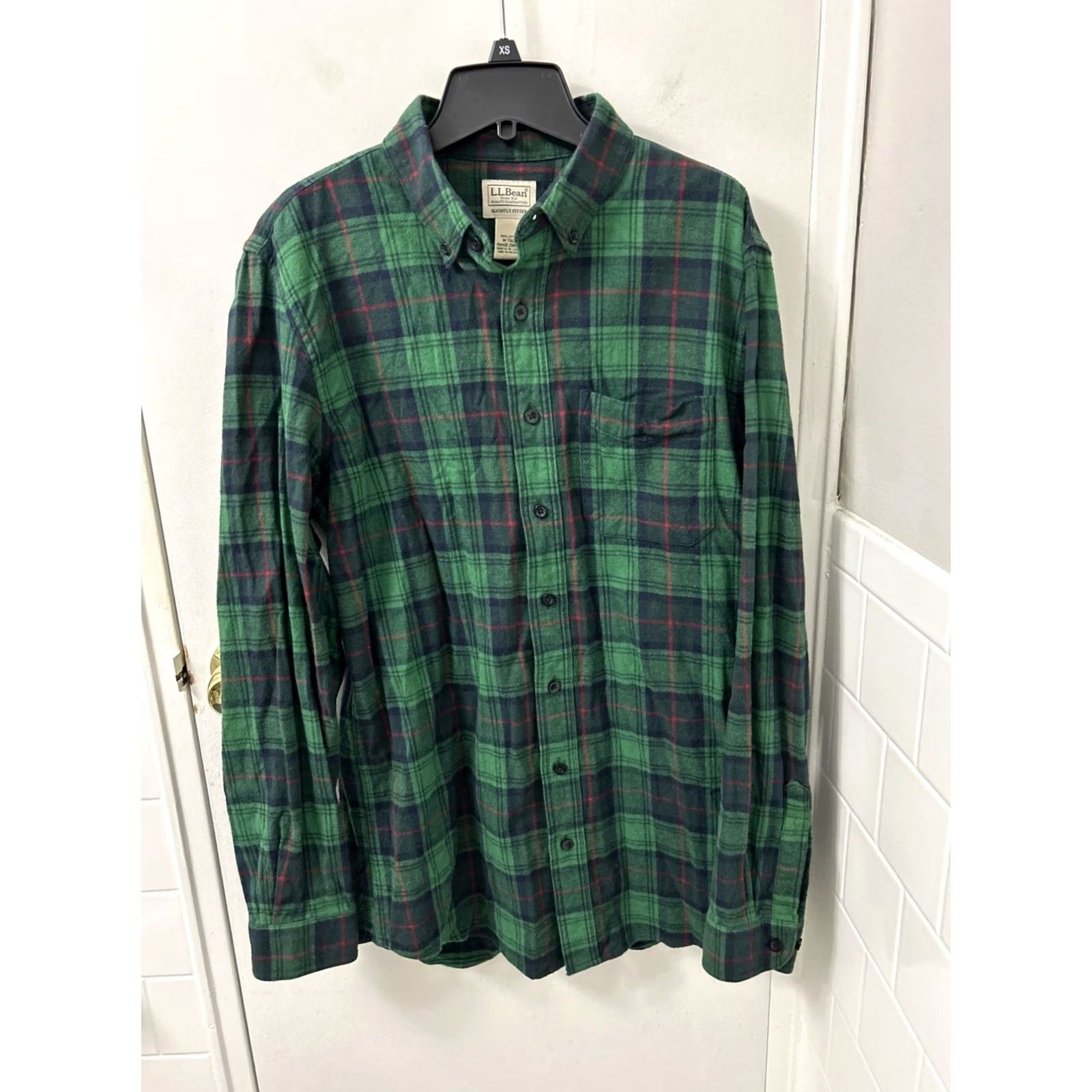 Vintage LL Bean Plaid Flannel Shirt Mens M Slim Button-Down Green 32.5” Pit 23” Vintage? No Size US M / EU 48-50 / 2 - 2 Thumbnail