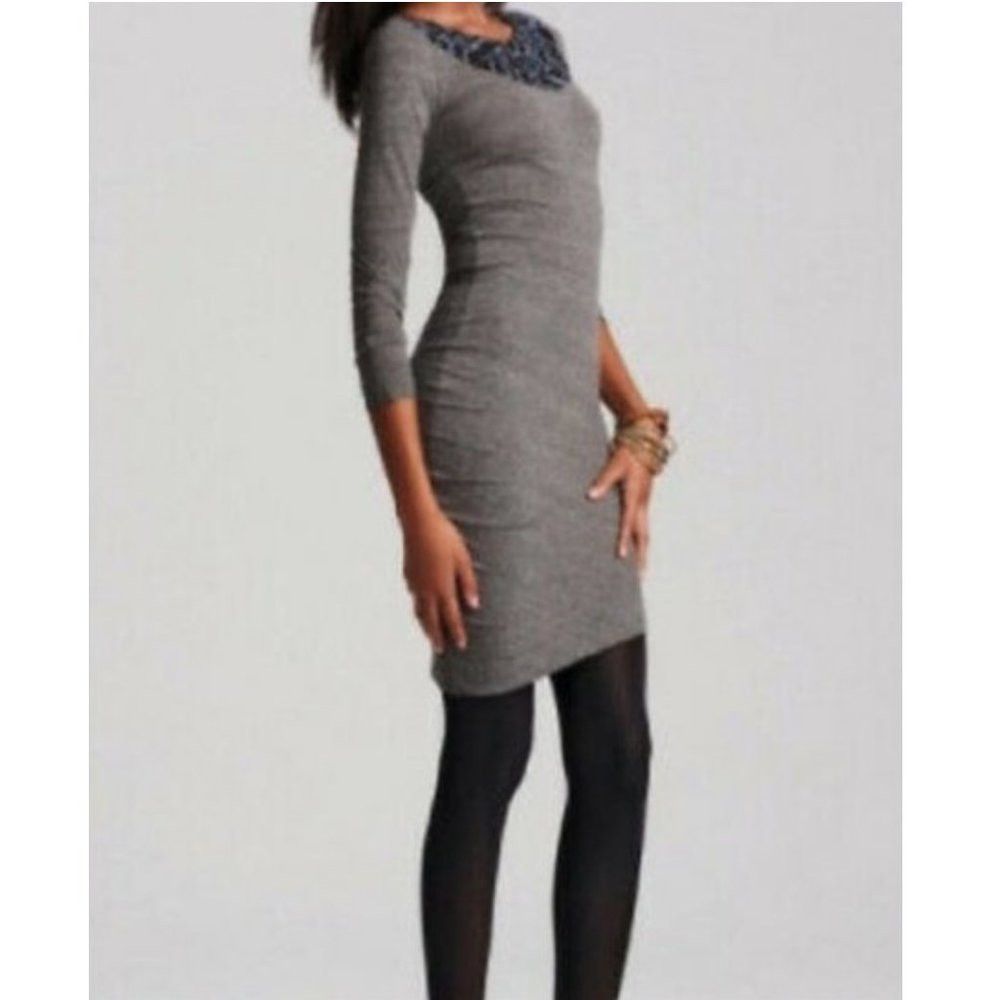 Free People Free People Crochet Trim Asymmetrical Grey Dress Size S Size S / US 4 / IT 40 - 2 Thumbnail