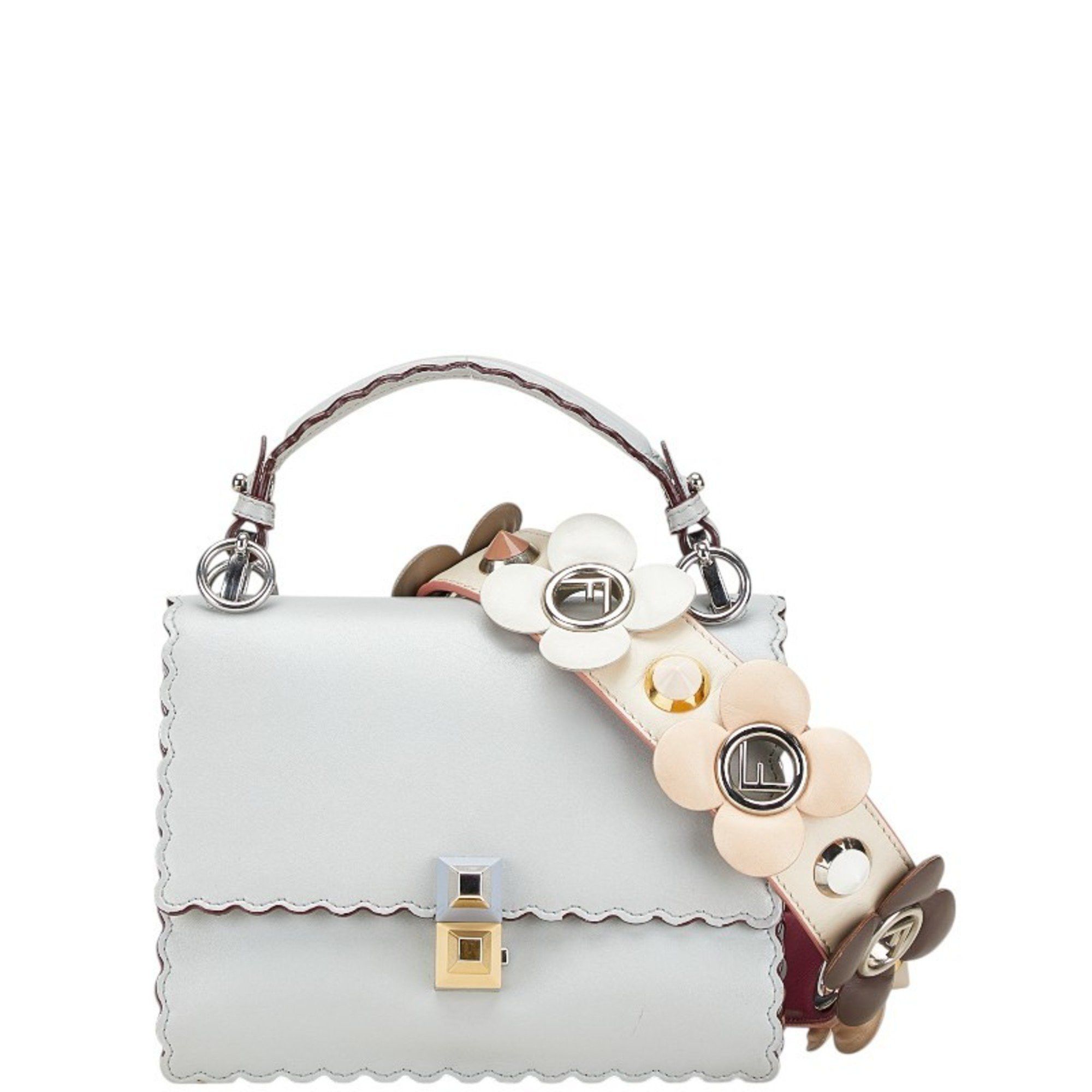 Fendi Mini Canyon Handbag Shoulder Bag 8M0381 Light Blue Leather Women's