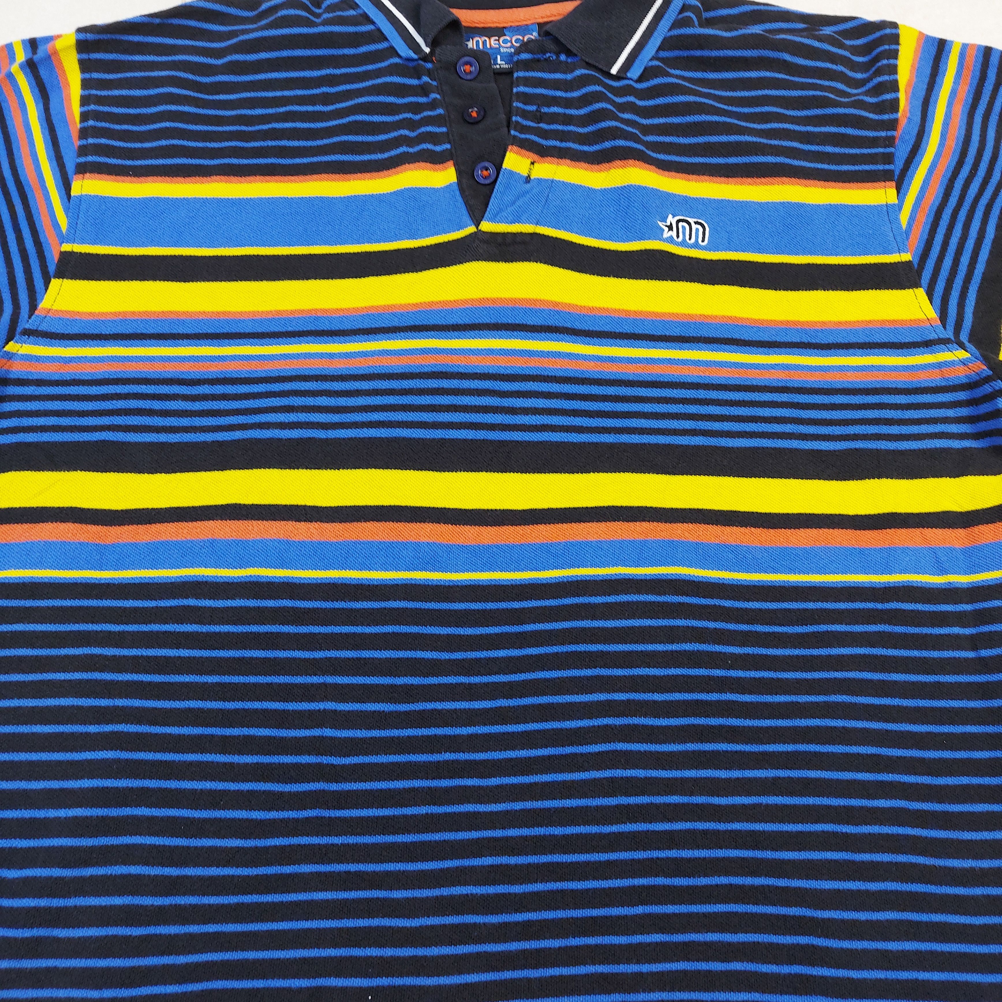 Mecca Vintage Y2K MECCA USA Striped Casual Knit Polo Shirt Size US L / EU 52-54 / 3 - 2 Thumbnail